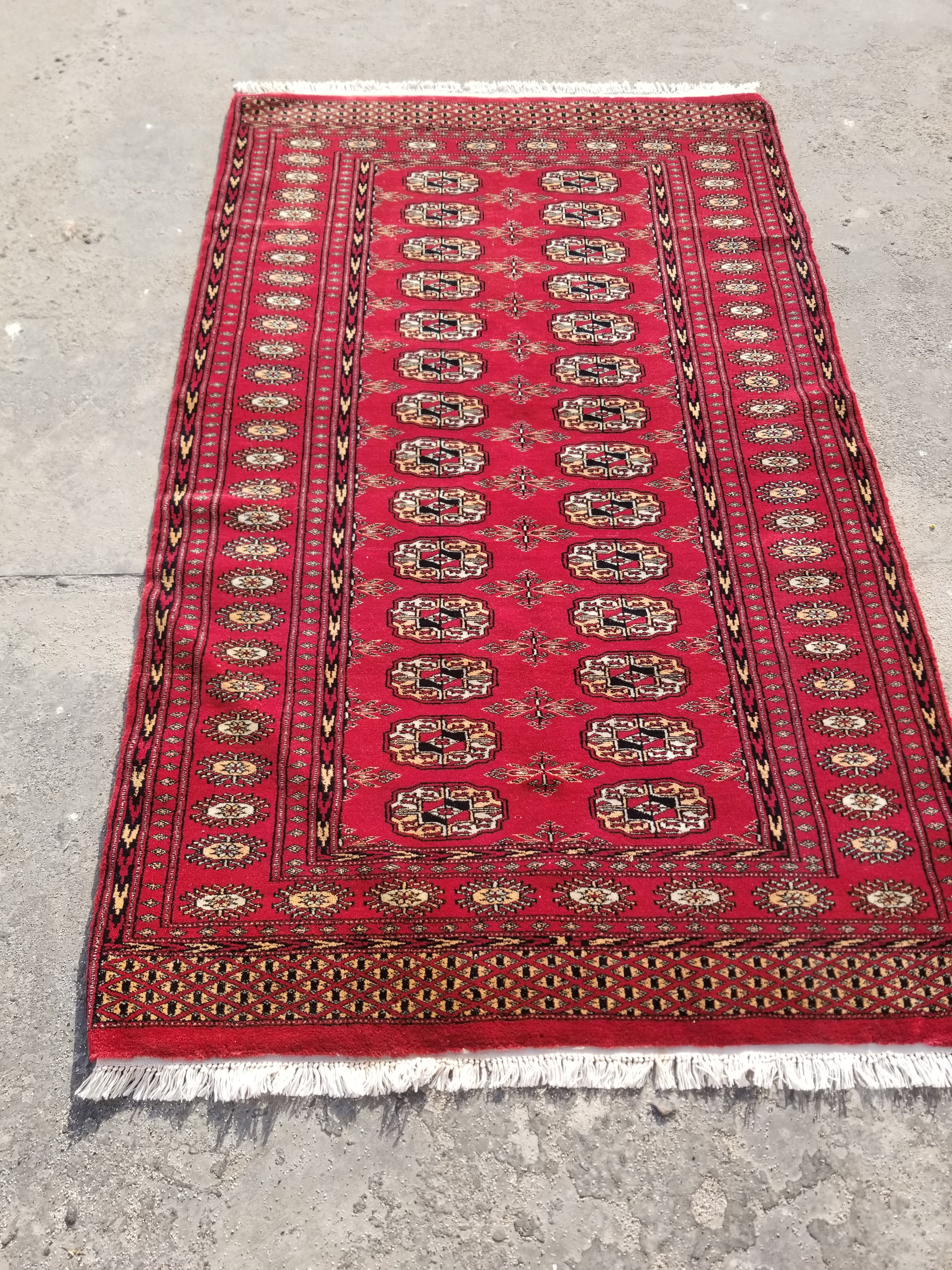 Vintage Traditional Handmade Pakistani Bokhara Style Wool Multicolor Rug 152x91