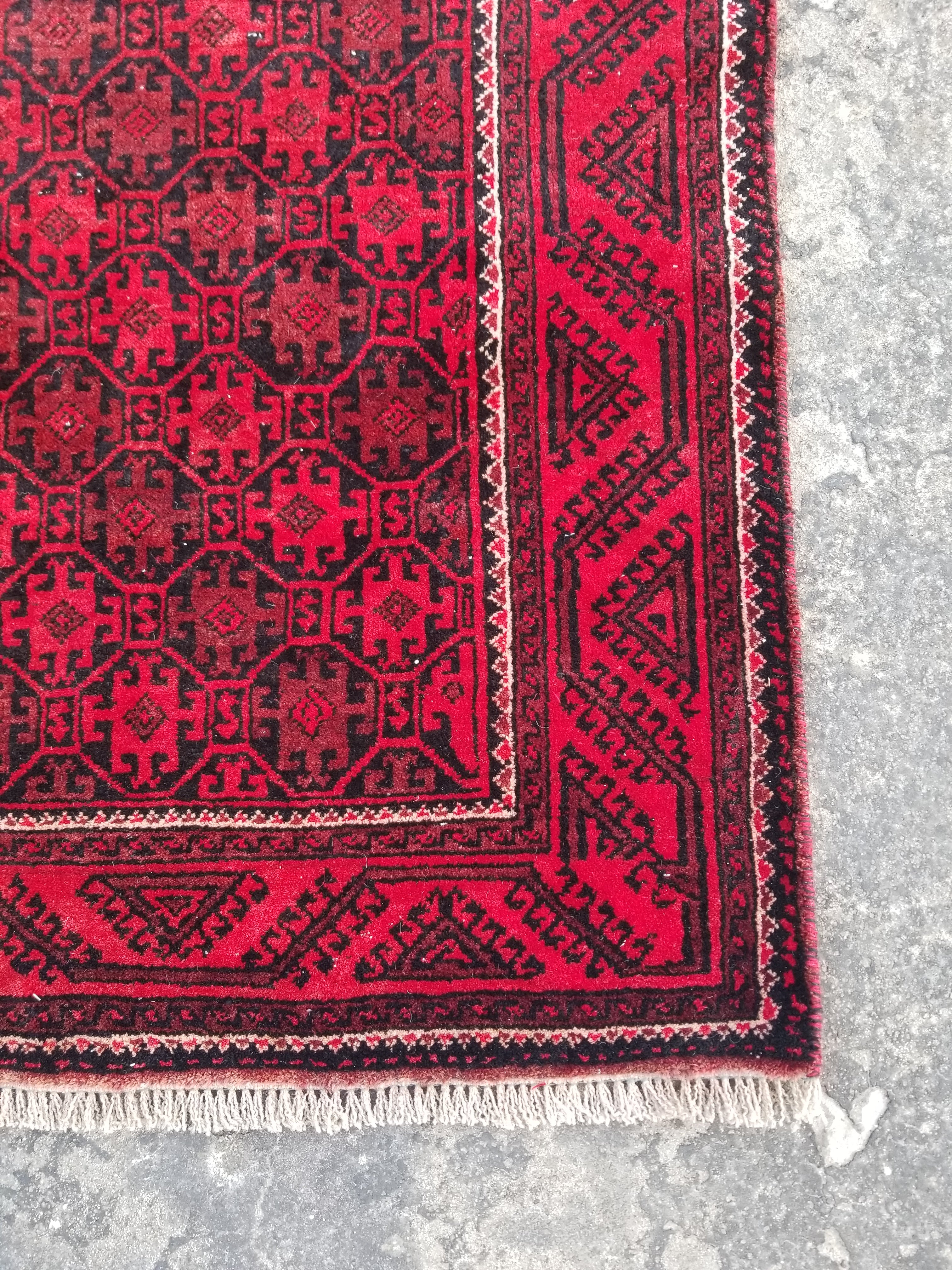Vintage Traditional Handmade Oriental Wool Multicolor Rug 193x109cm