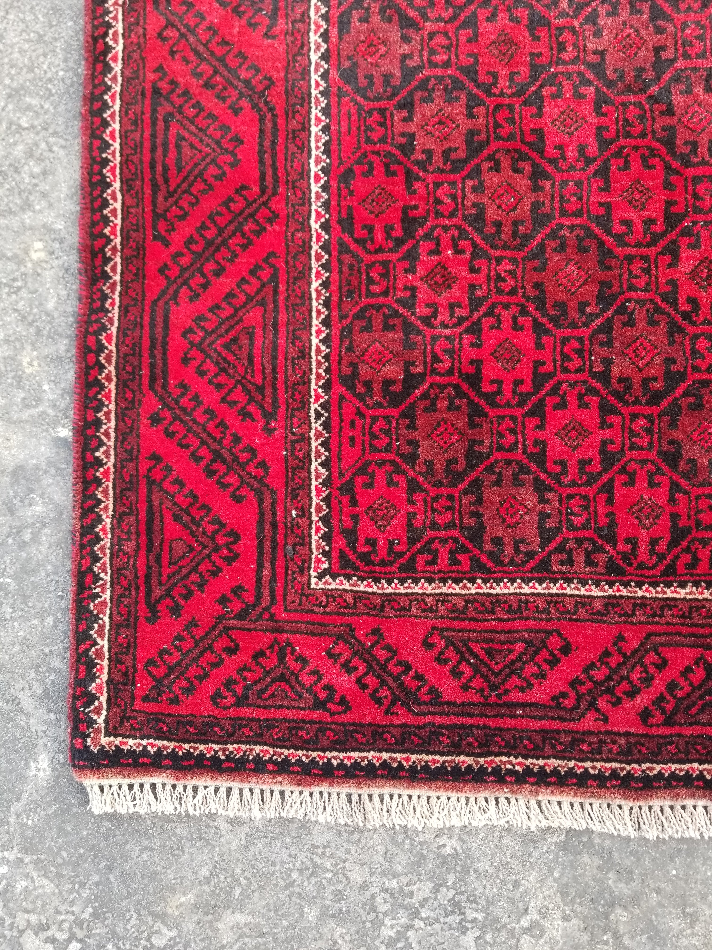 Vintage Traditional Handmade Oriental Wool Multicolor Rug 193x109cm
