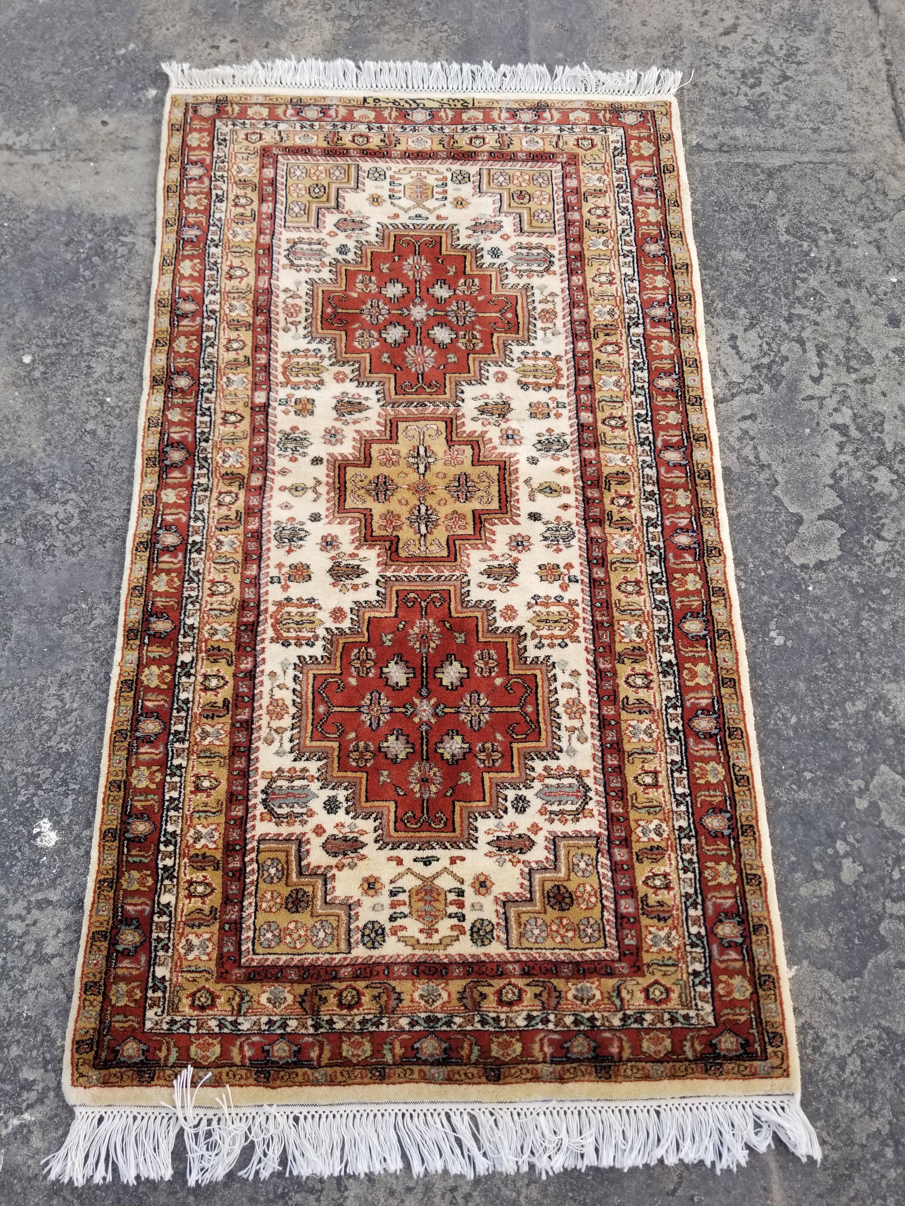 Vintage Traditional Handmade Kazak Style Wool Multicolor Area Rug 165x91cm