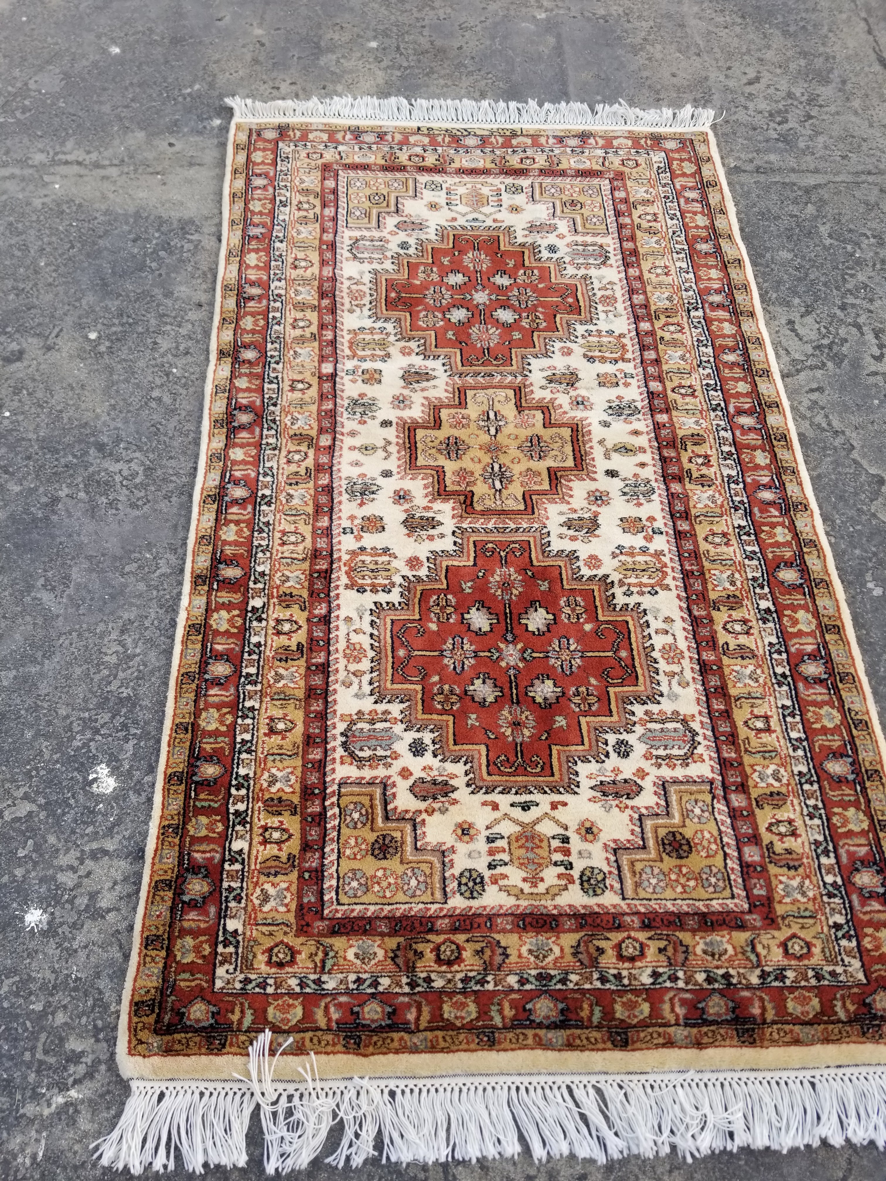 Vintage Traditional Handmade Kazak Style Wool Multicolor Area Rug 165x91cm