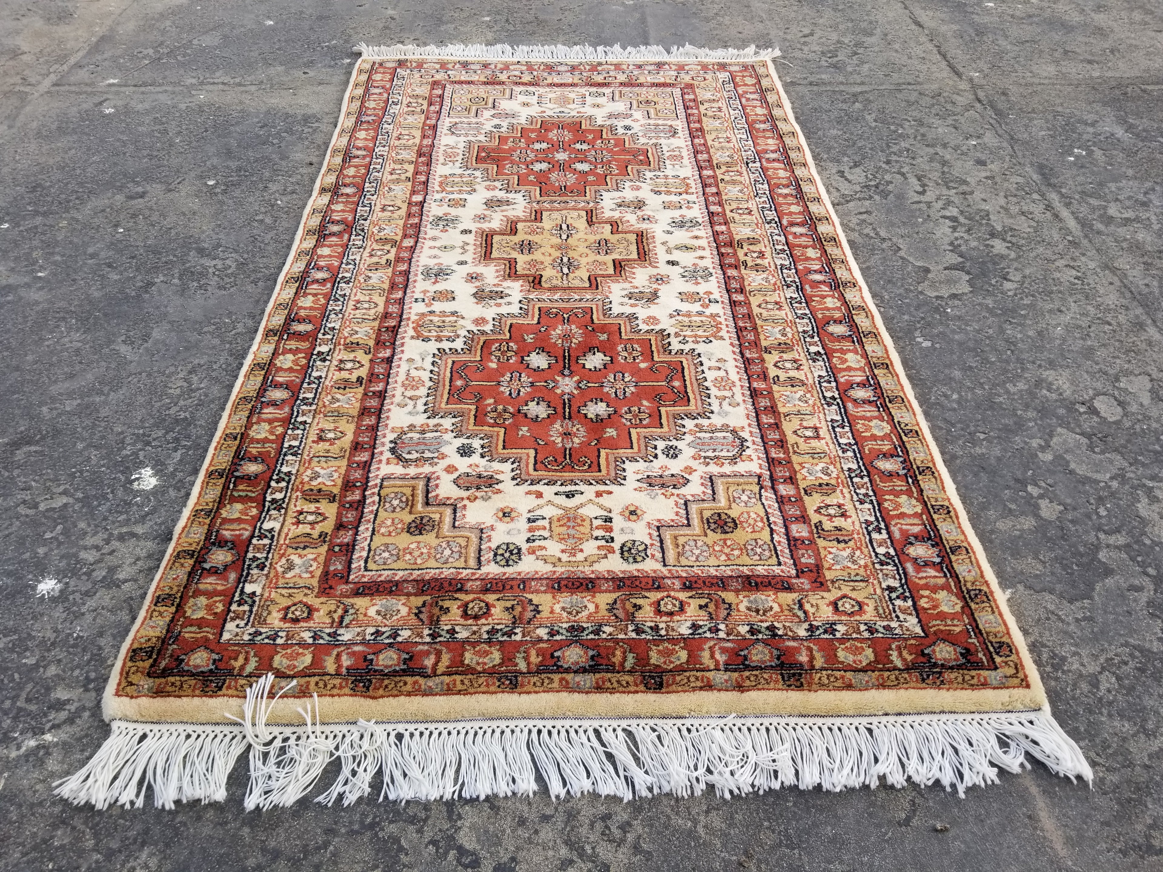 Vintage Traditional Handmade Kazak Style Wool Multicolor Area Rug 165x91cm