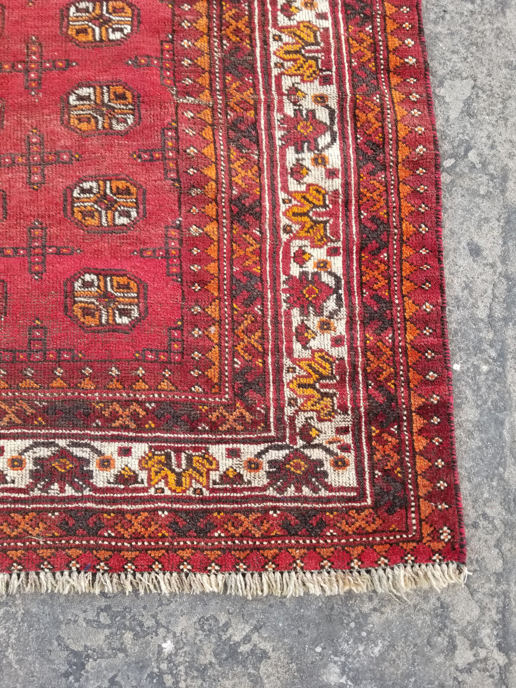 Antique Traditional Handmade Turkoman Bokhara Wool Multicolor Rug 180x129cm