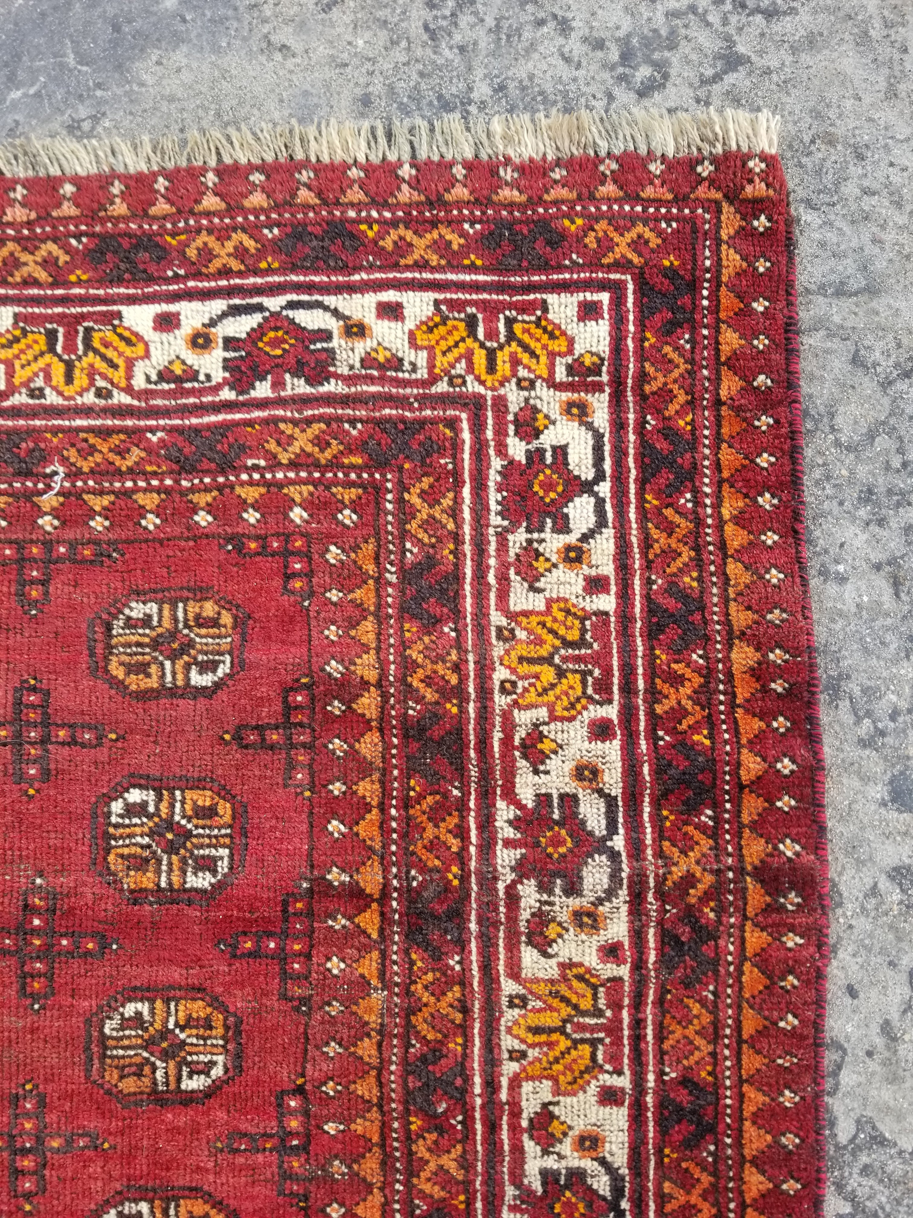 Antique Traditional Handmade Turkoman Bokhara Wool Multicolor Rug 180x129cm