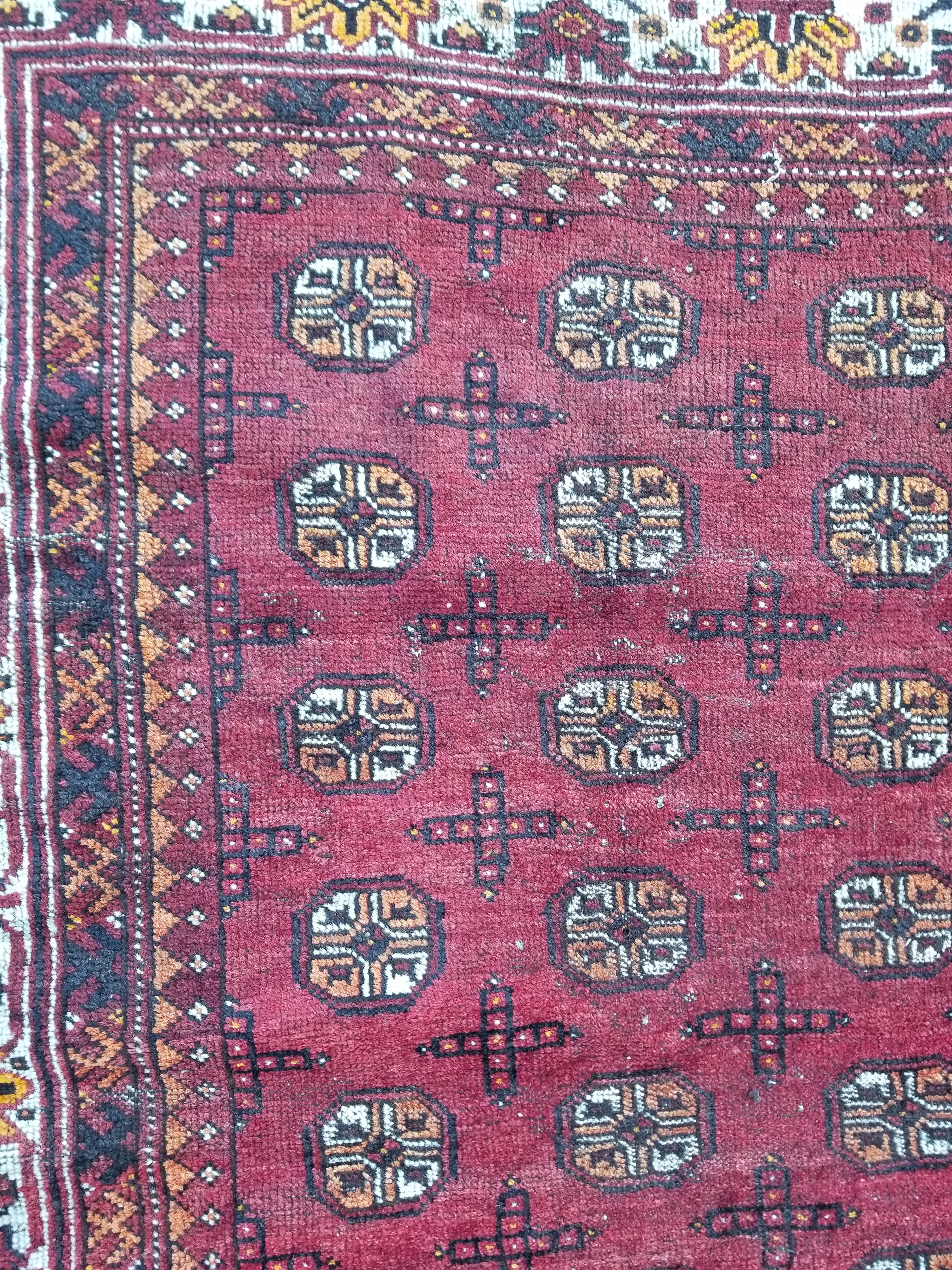 Antique Traditional Handmade Turkoman Bokhara Wool Multicolor Rug 180x129cm