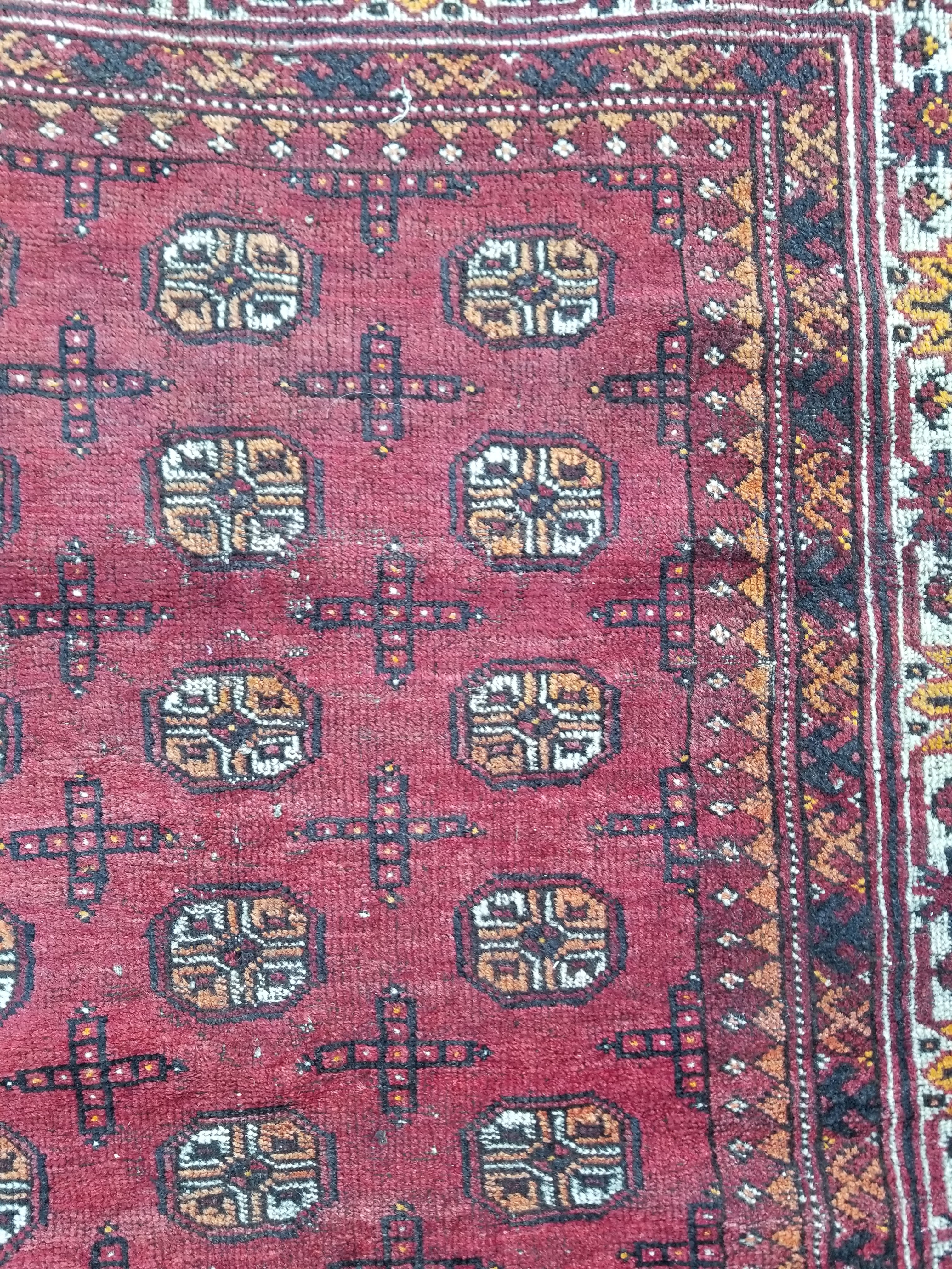 Antique Traditional Handmade Turkoman Bokhara Wool Multicolor Rug 180x129cm