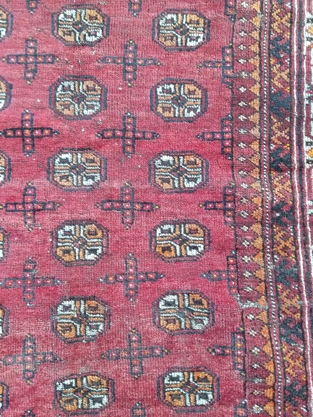 Antique Traditional Handmade Turkoman Bokhara Wool Multicolor Rug 180x129cm