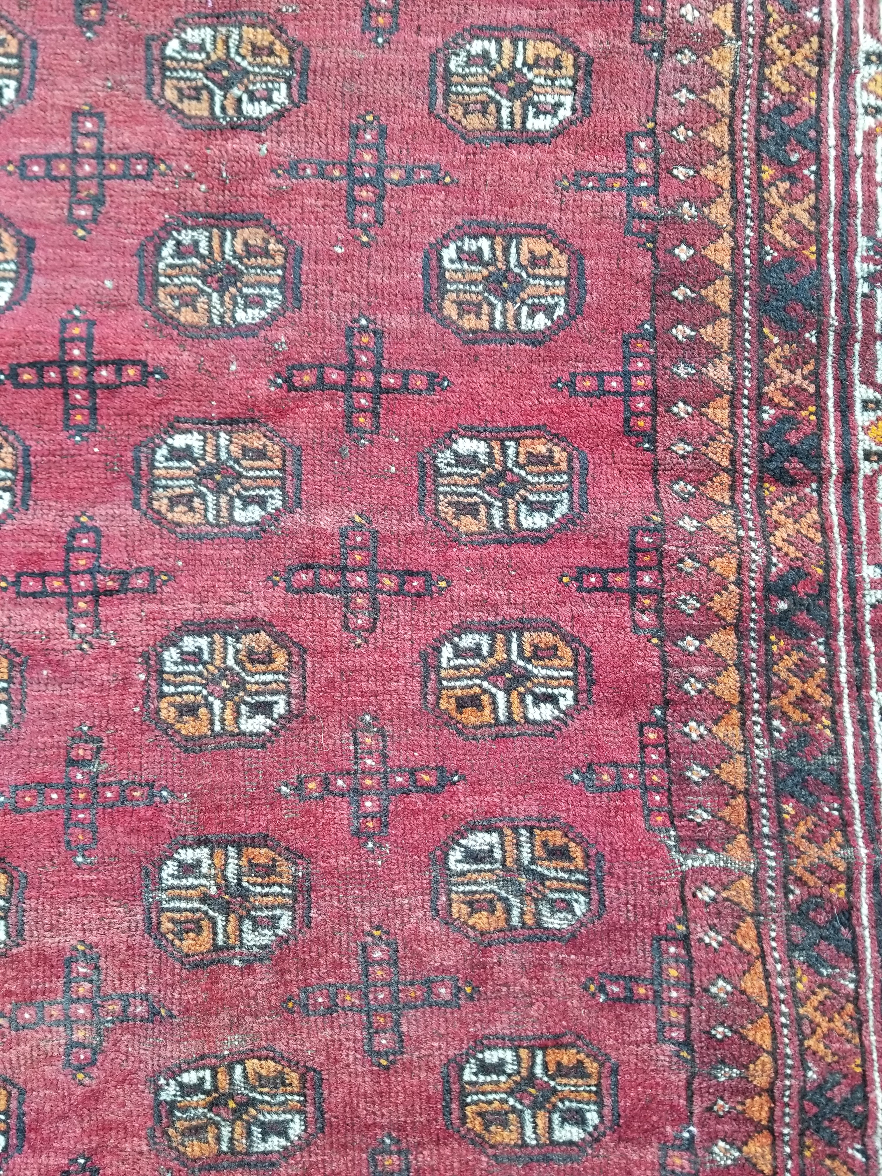 Antique Traditional Handmade Turkoman Bokhara Wool Multicolor Rug 180x129cm