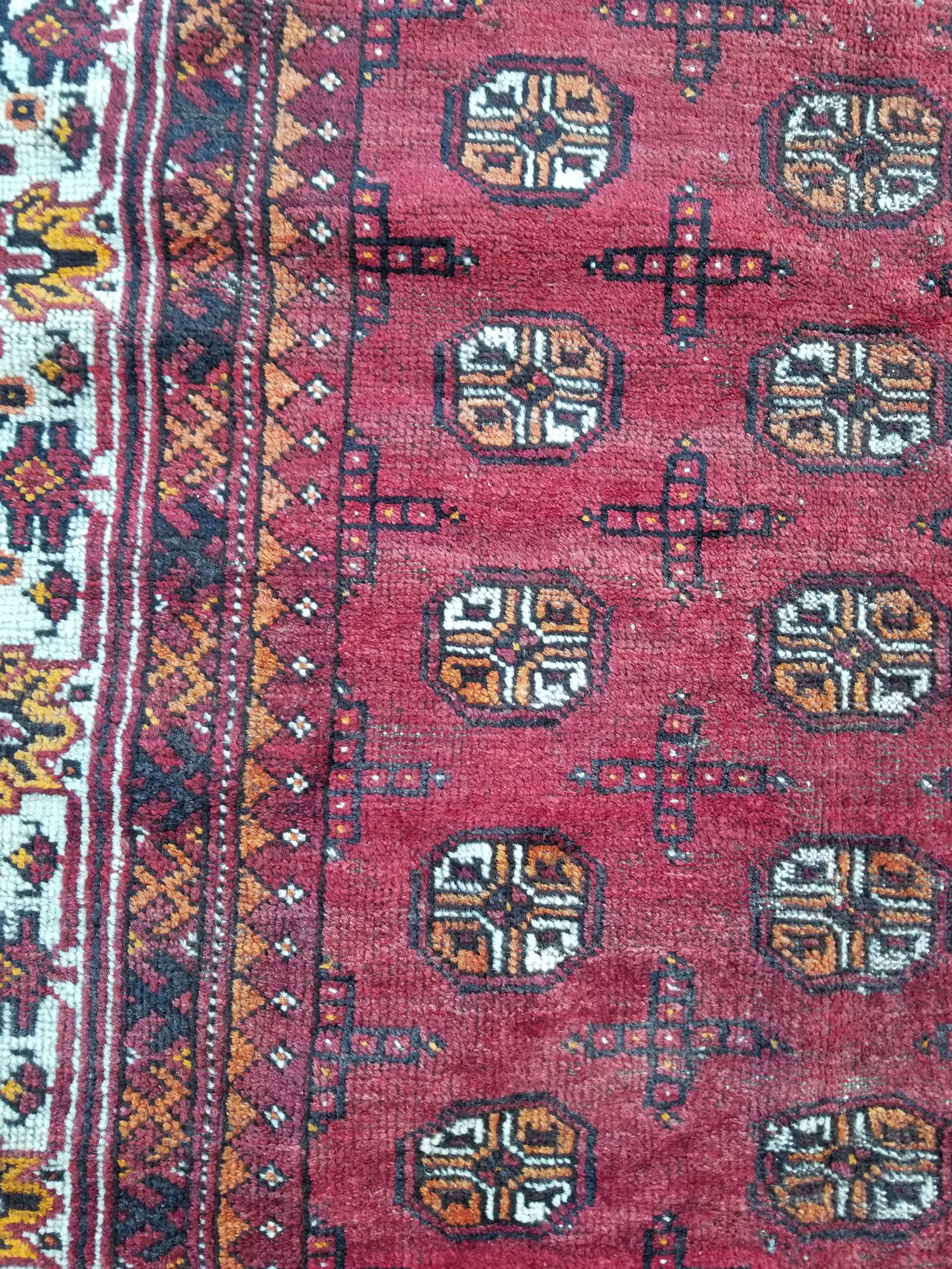 Antique Traditional Handmade Turkoman Bokhara Wool Multicolor Rug 180x129cm