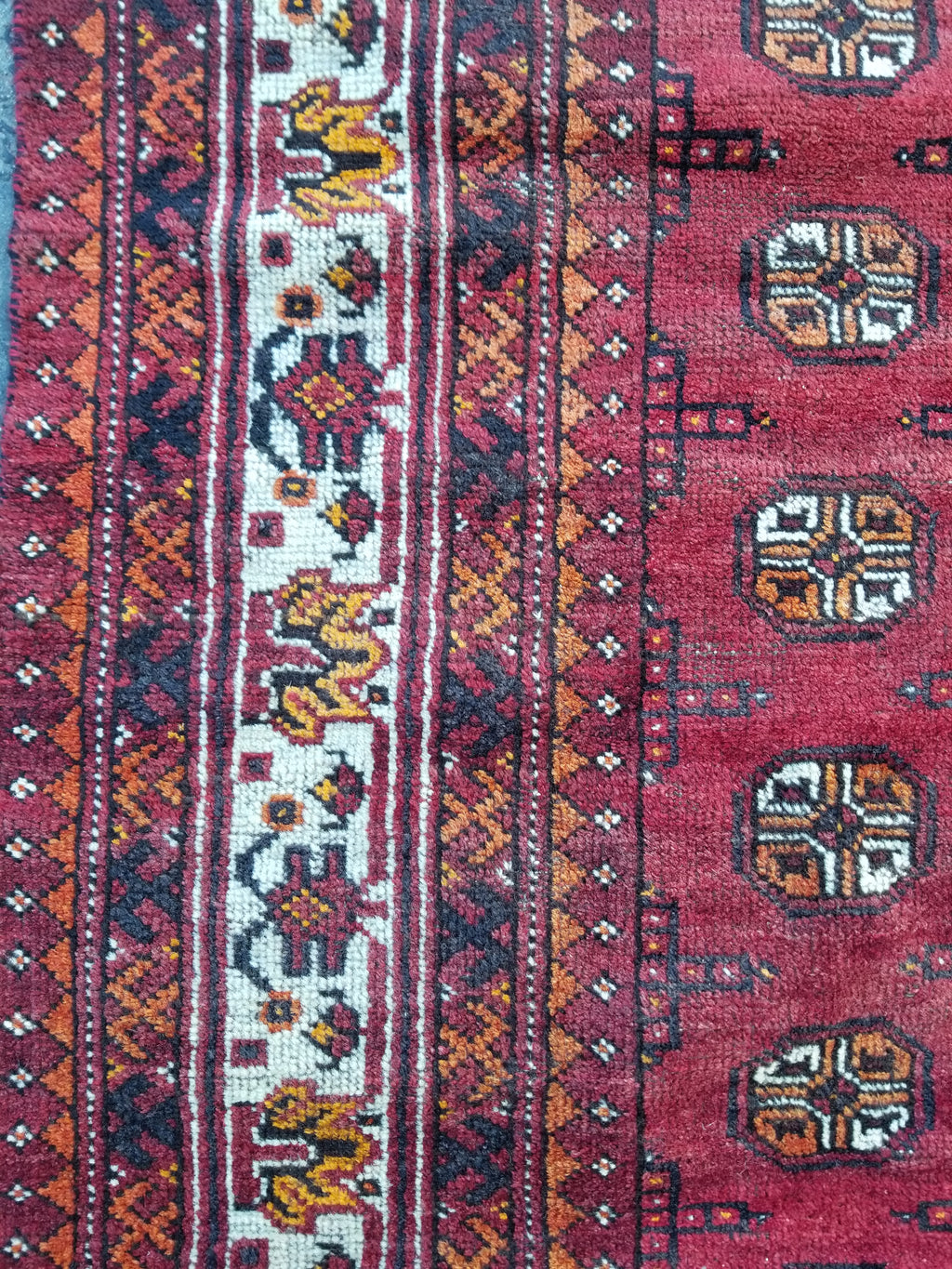 Antique Traditional Handmade Turkoman Bokhara Wool Multicolor Rug 180x129cm