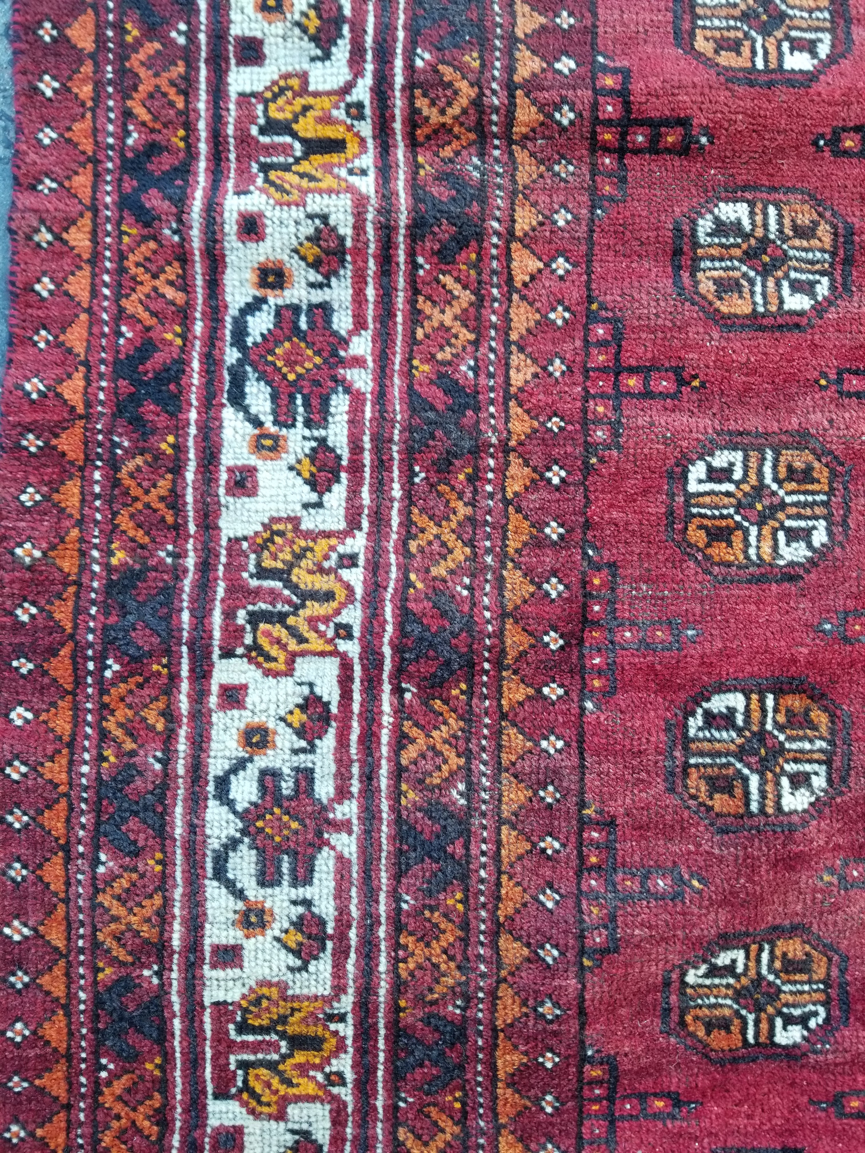 Antique Traditional Handmade Turkoman Bokhara Wool Multicolor Rug 180x129cm