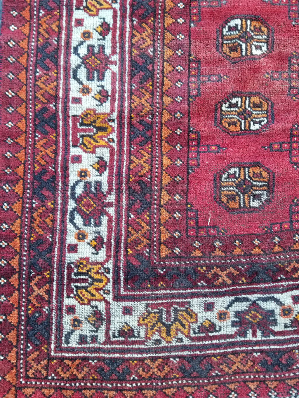 Antique Traditional Handmade Turkoman Bokhara Wool Multicolor Rug 180x129cm