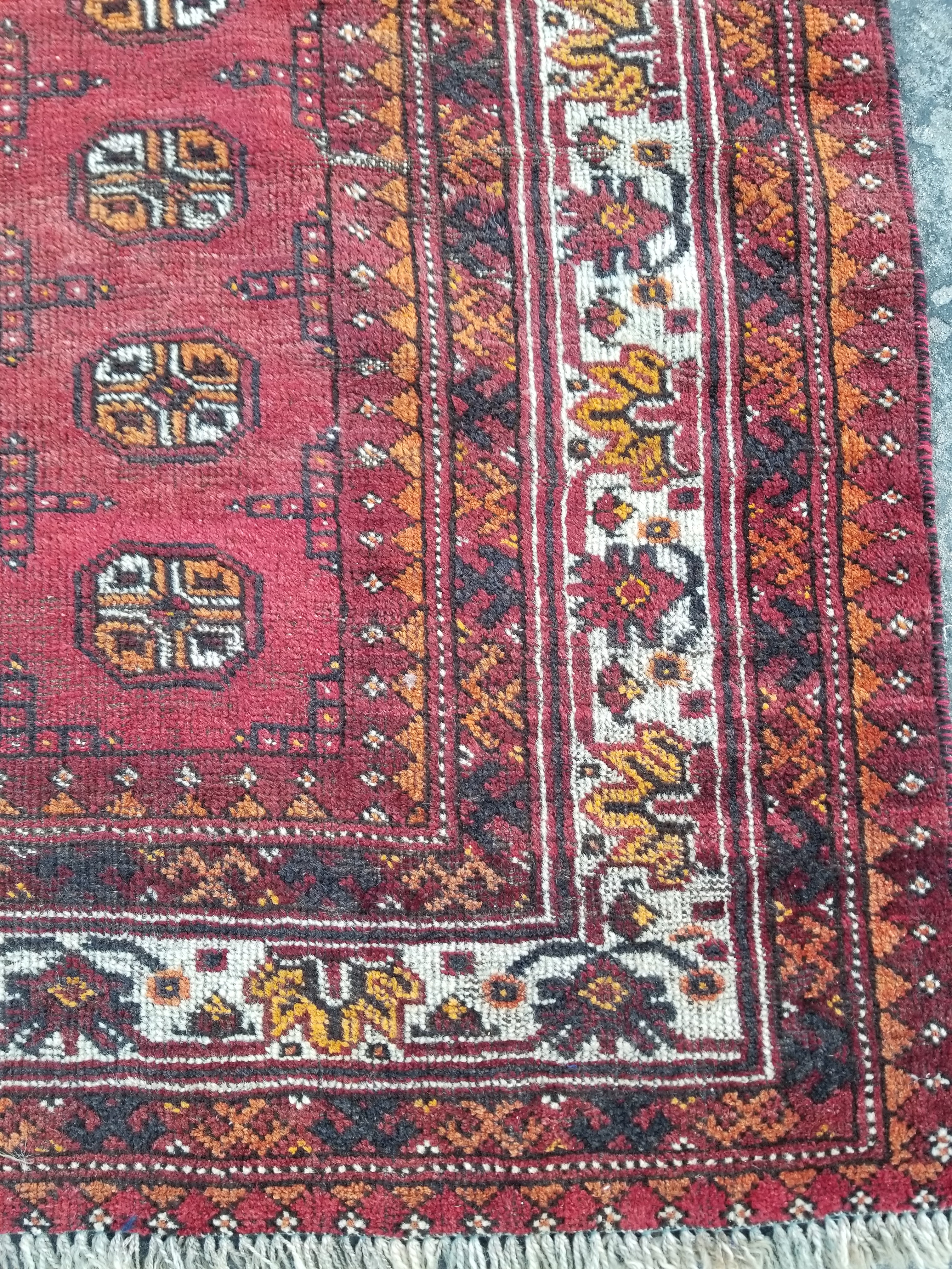 Antique Traditional Handmade Turkoman Bokhara Wool Multicolor Rug 180x129cm