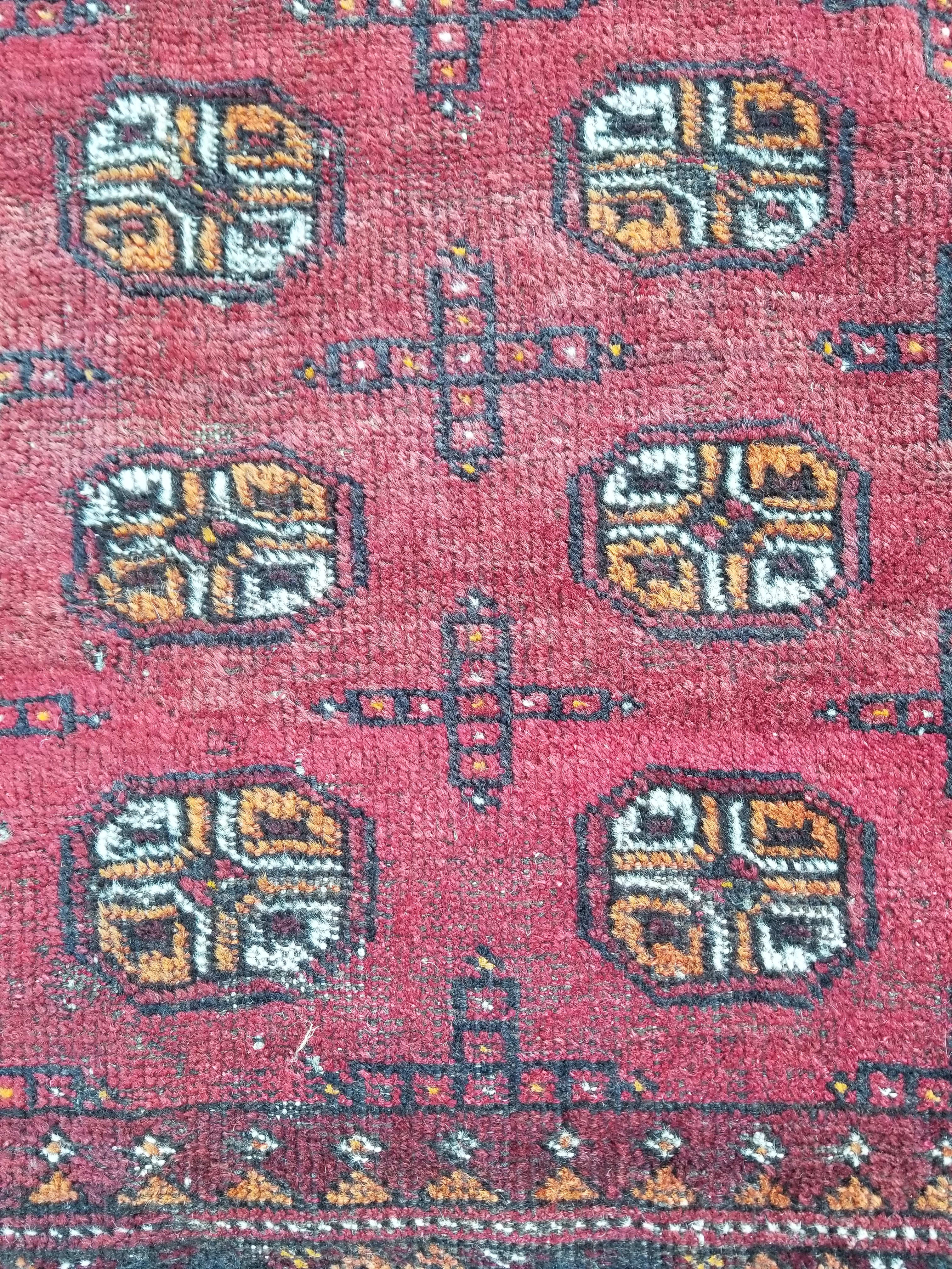 Antique Traditional Handmade Turkoman Bokhara Wool Multicolor Rug 180x129cm