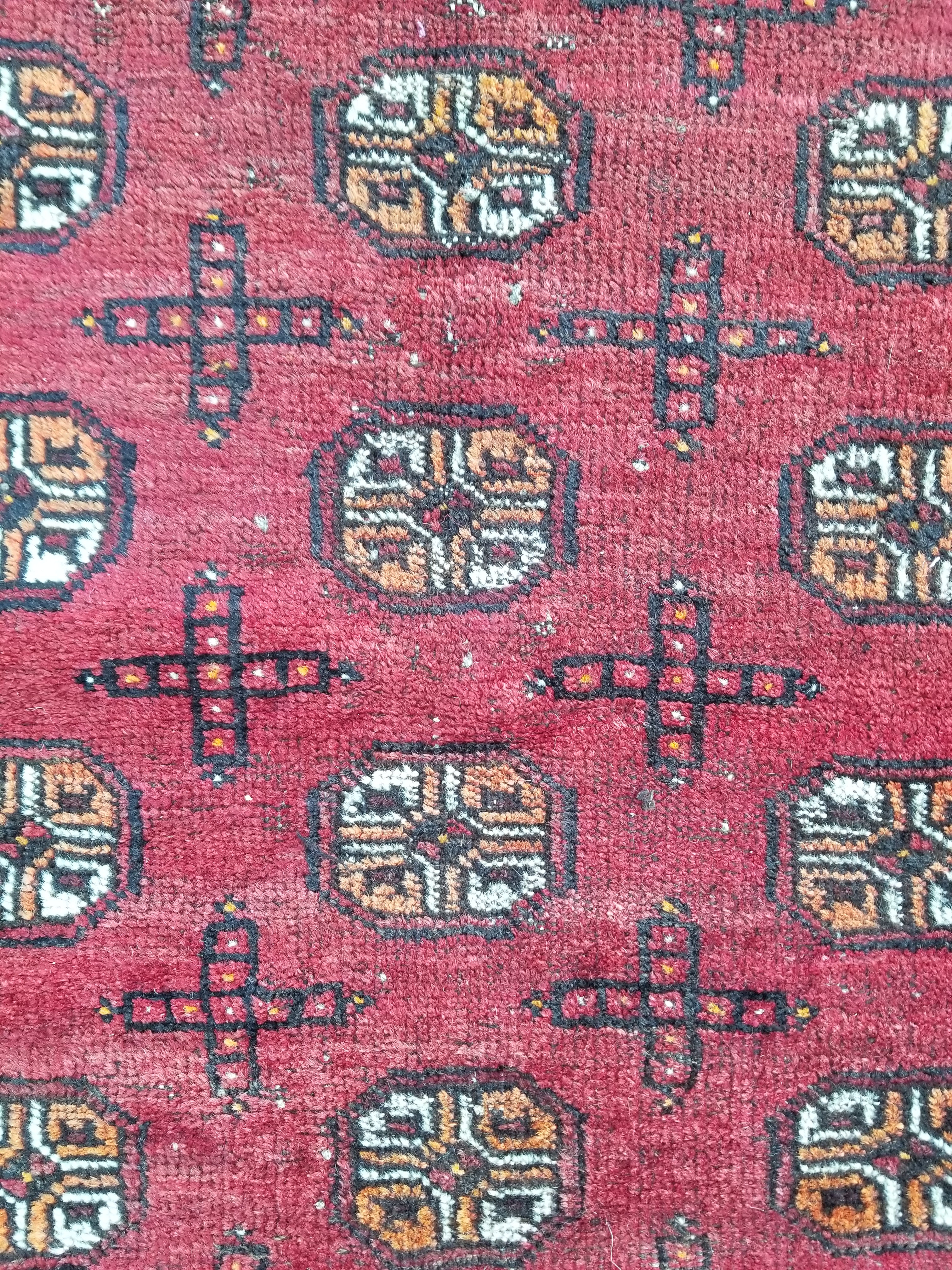 Antique Traditional Handmade Turkoman Bokhara Wool Multicolor Rug 180x129cm