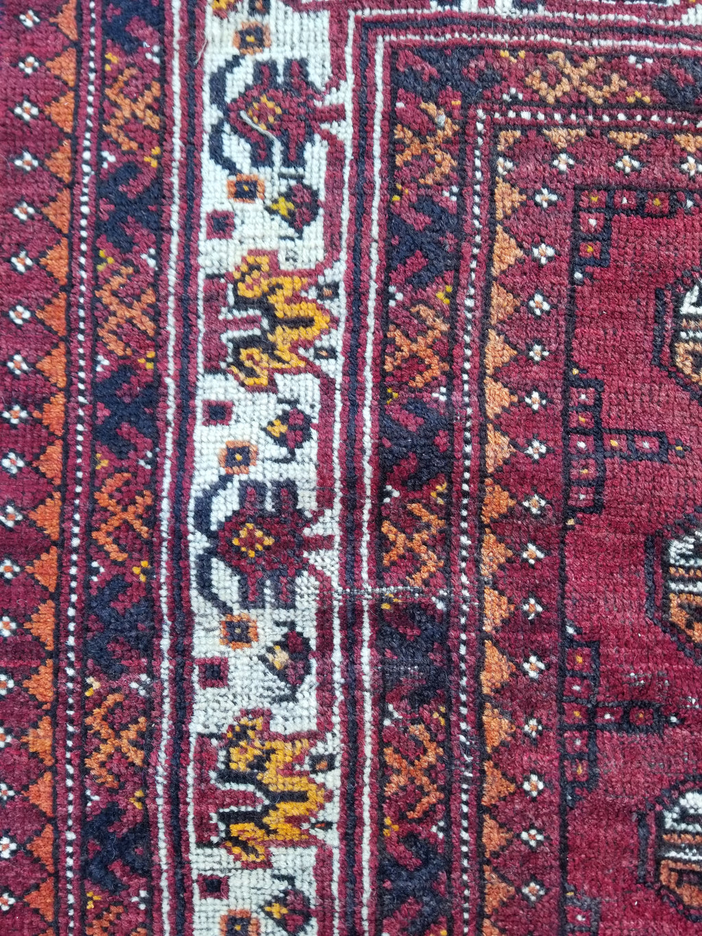 Antique Traditional Handmade Turkoman Bokhara Wool Multicolor Rug 180x129cm