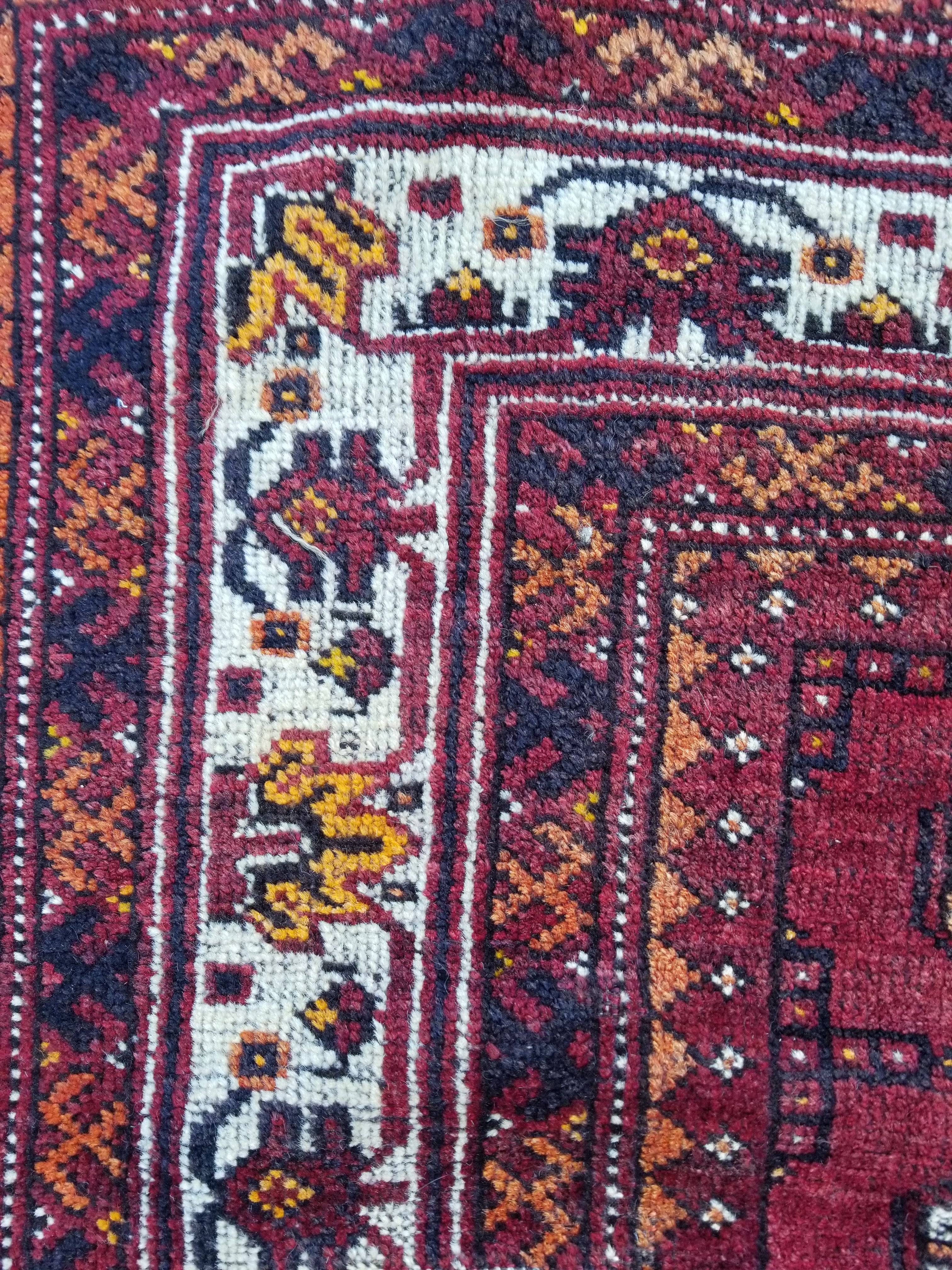 Antique Traditional Handmade Turkoman Bokhara Wool Multicolor Rug 180x129cm