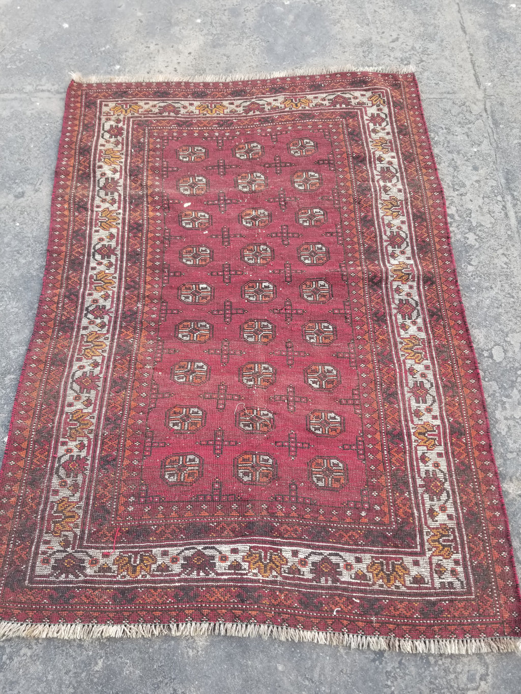 Antique Traditional Handmade Turkoman Bokhara Wool Multicolor Rug 180x129cm