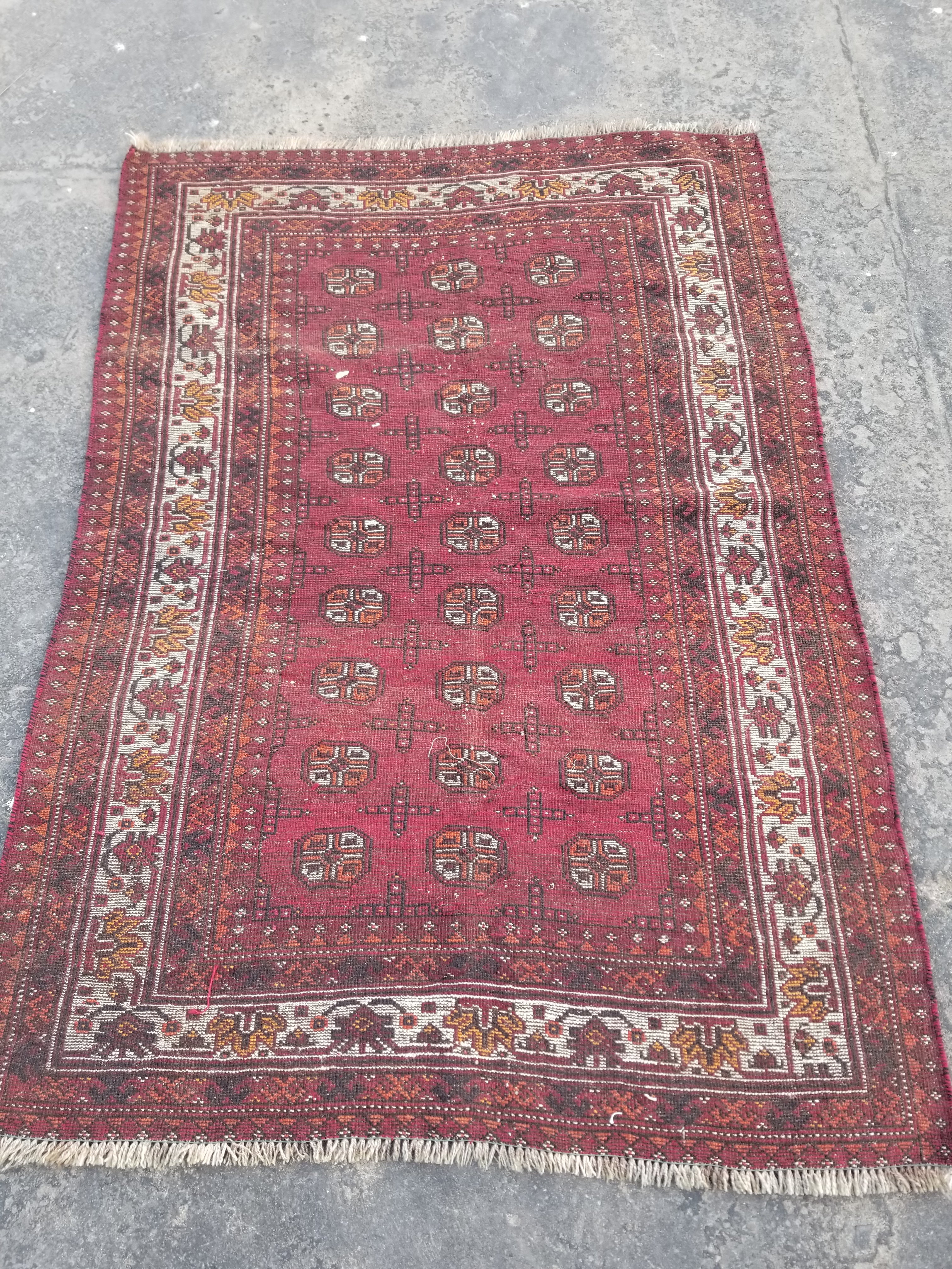 Antique Traditional Handmade Turkoman Bokhara Wool Multicolor Rug 180x129cm