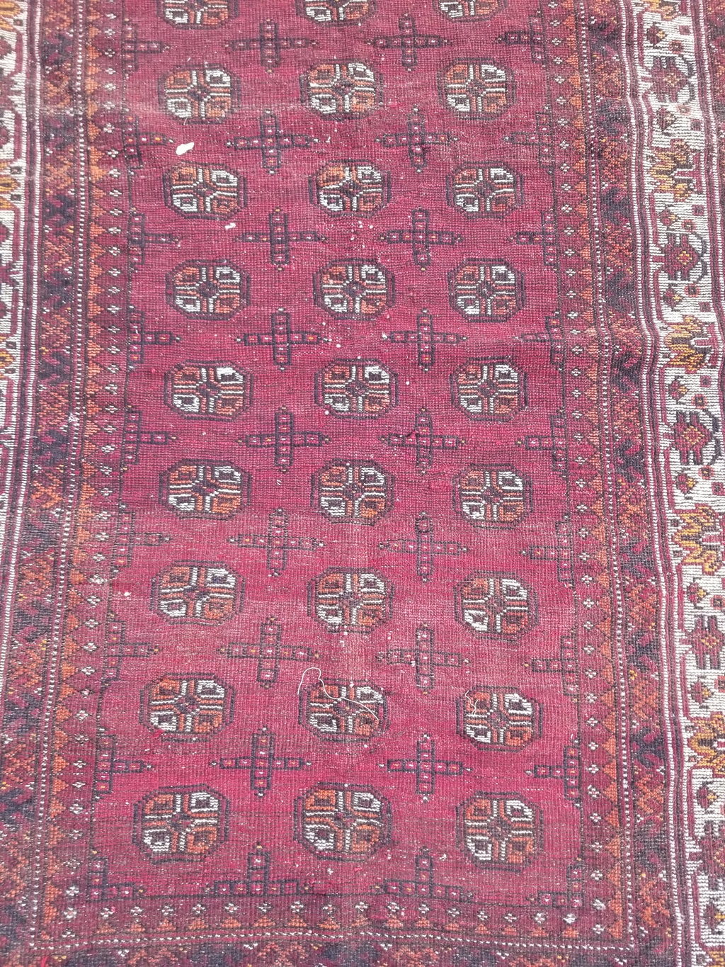 Antique Traditional Handmade Turkoman Bokhara Wool Multicolor Rug 180x129cm