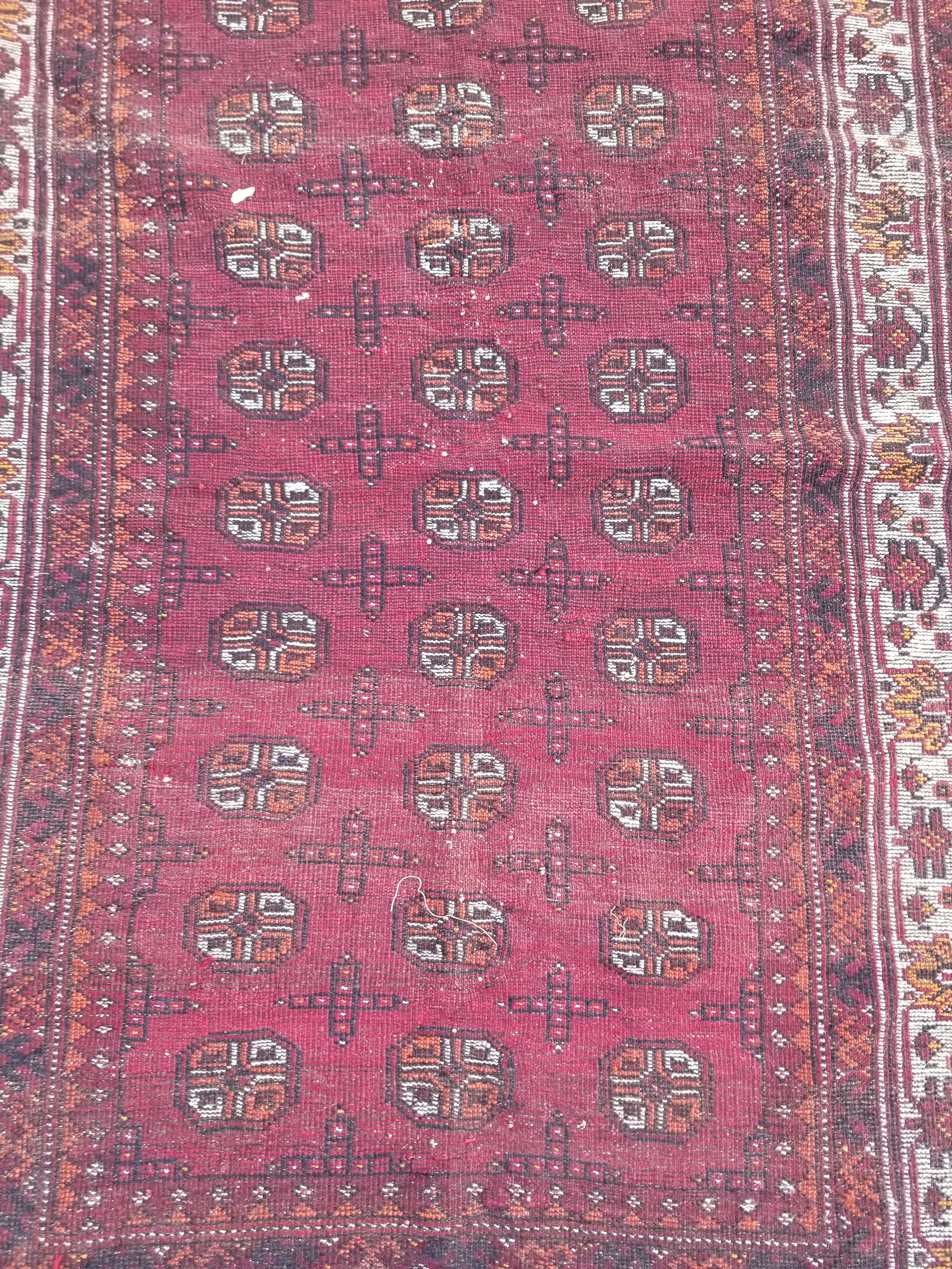 Antique Traditional Handmade Turkoman Bokhara Wool Multicolor Rug 180x129cm