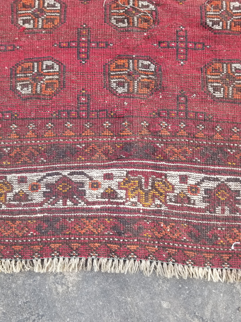 Antique Traditional Handmade Turkoman Bokhara Wool Multicolor Rug 180x129cm
