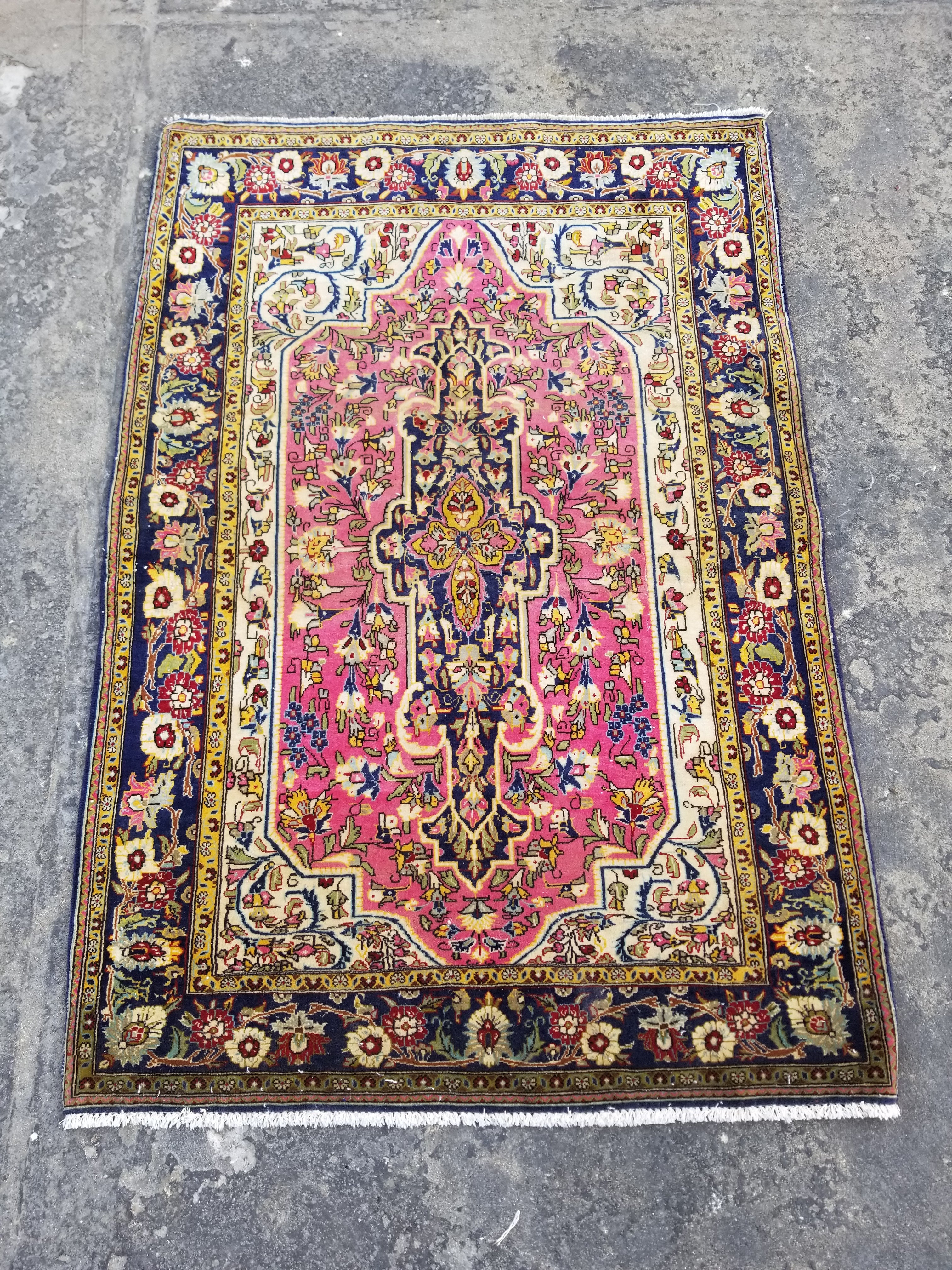 Vintage Traditional Handmade Oriental Wool Multicolor Rug 57x106cm