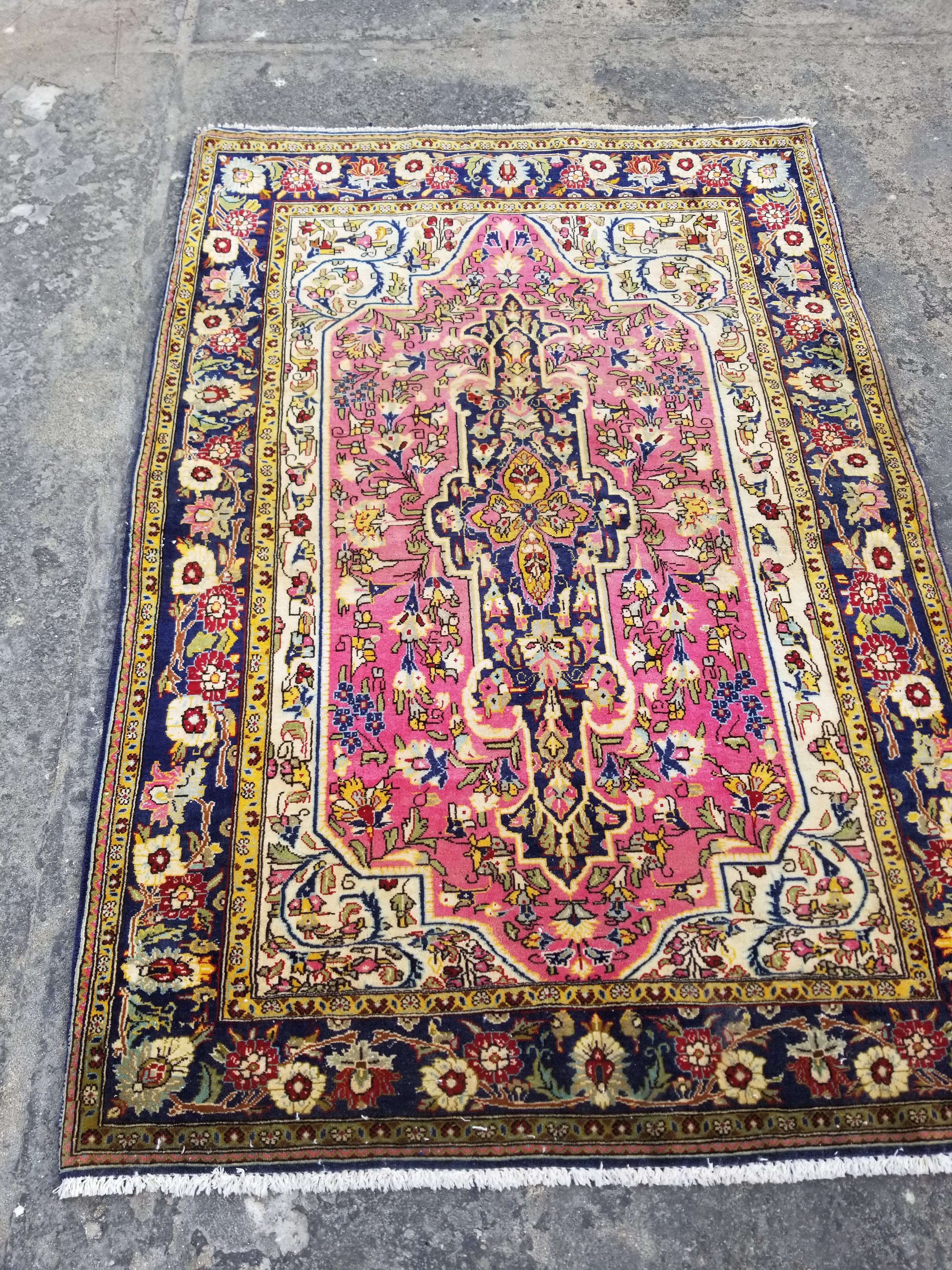 Vintage Traditional Handmade Oriental Wool Multicolor Rug 57x106cm