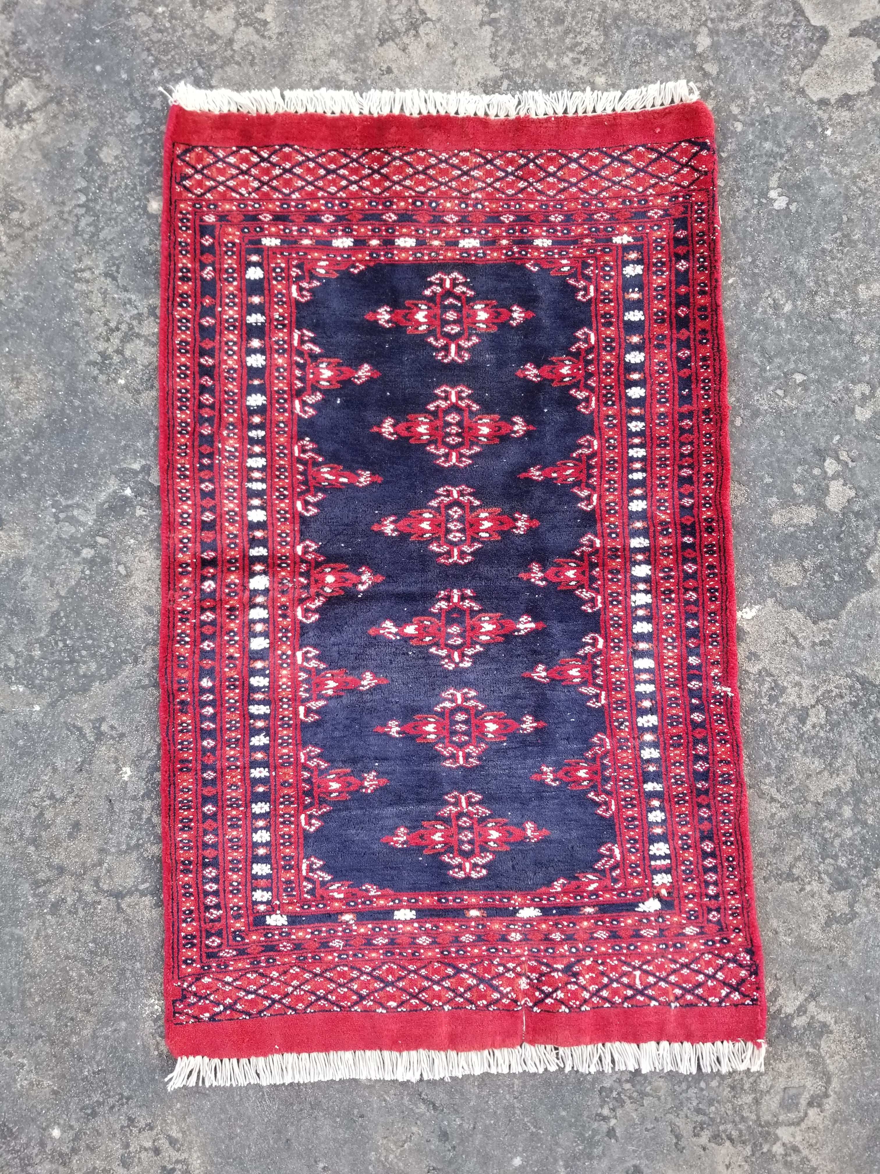 Vintage Traditional Handmade Oriental Wool Multicolor Area Rug 99x60cm