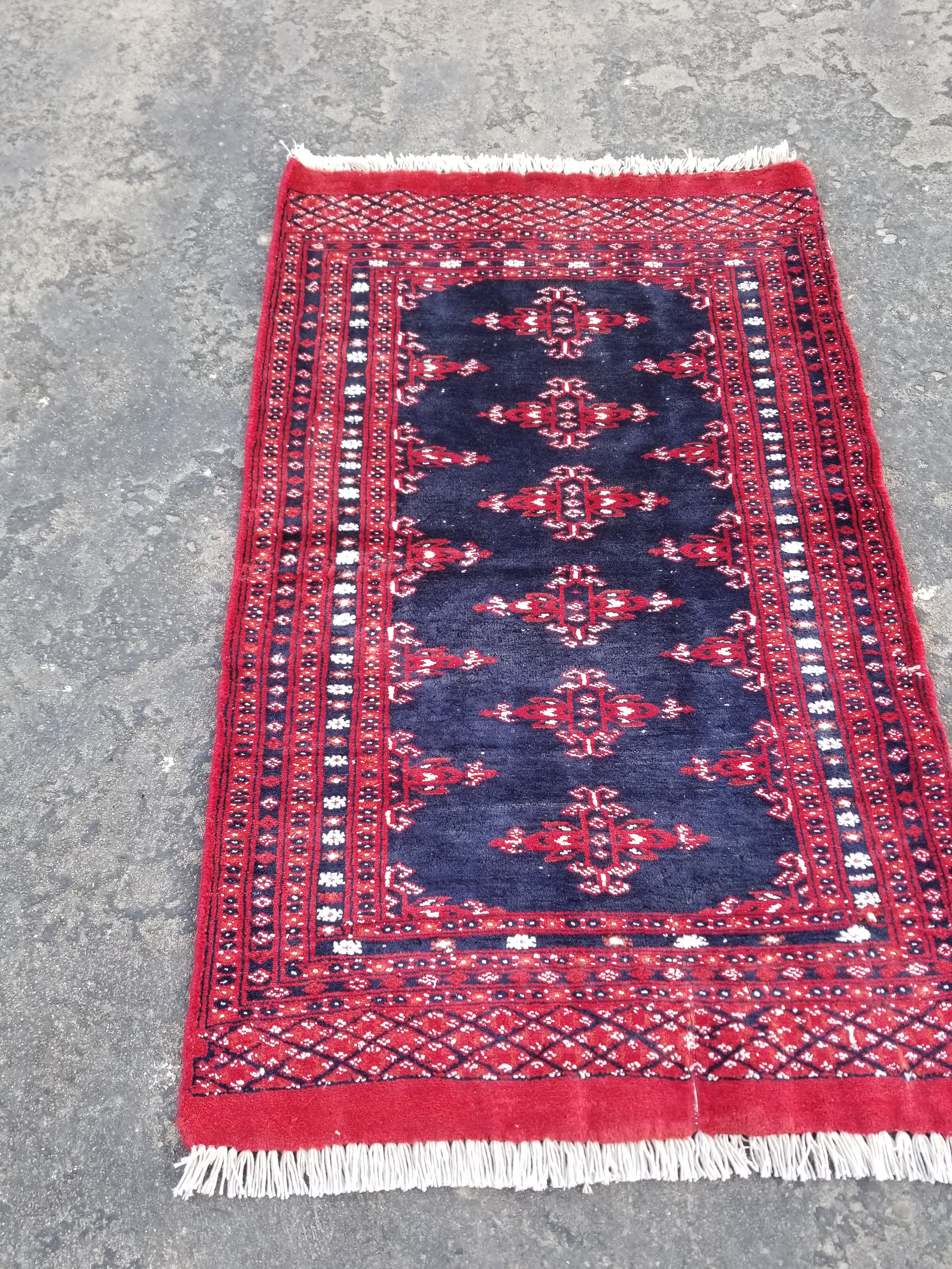 Vintage Traditional Handmade Oriental Wool Multicolor Area Rug 99x60cm