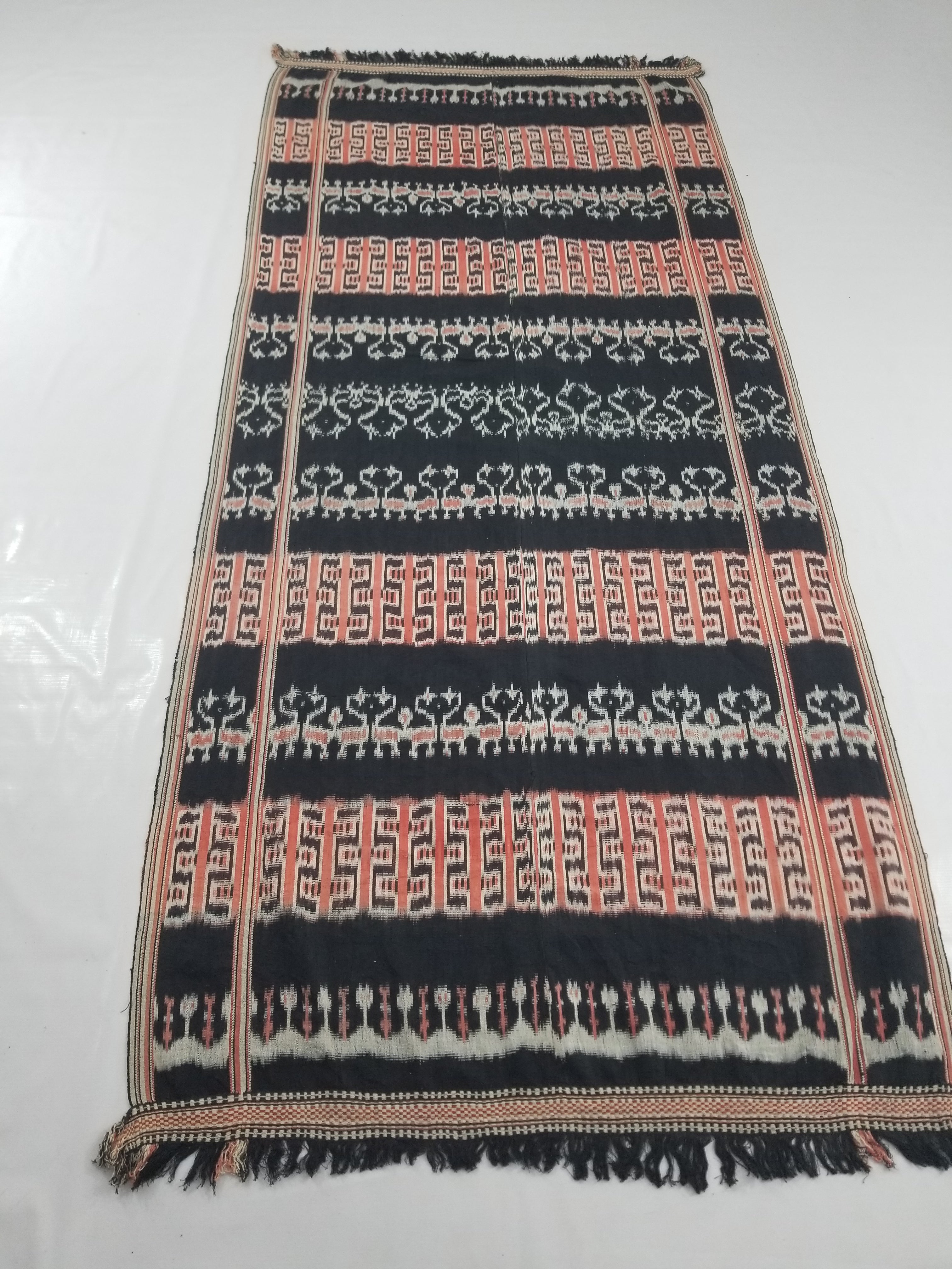 Antique Traditional Handwoven Indonesian Sumba Ikat Tapestry 225x99cm