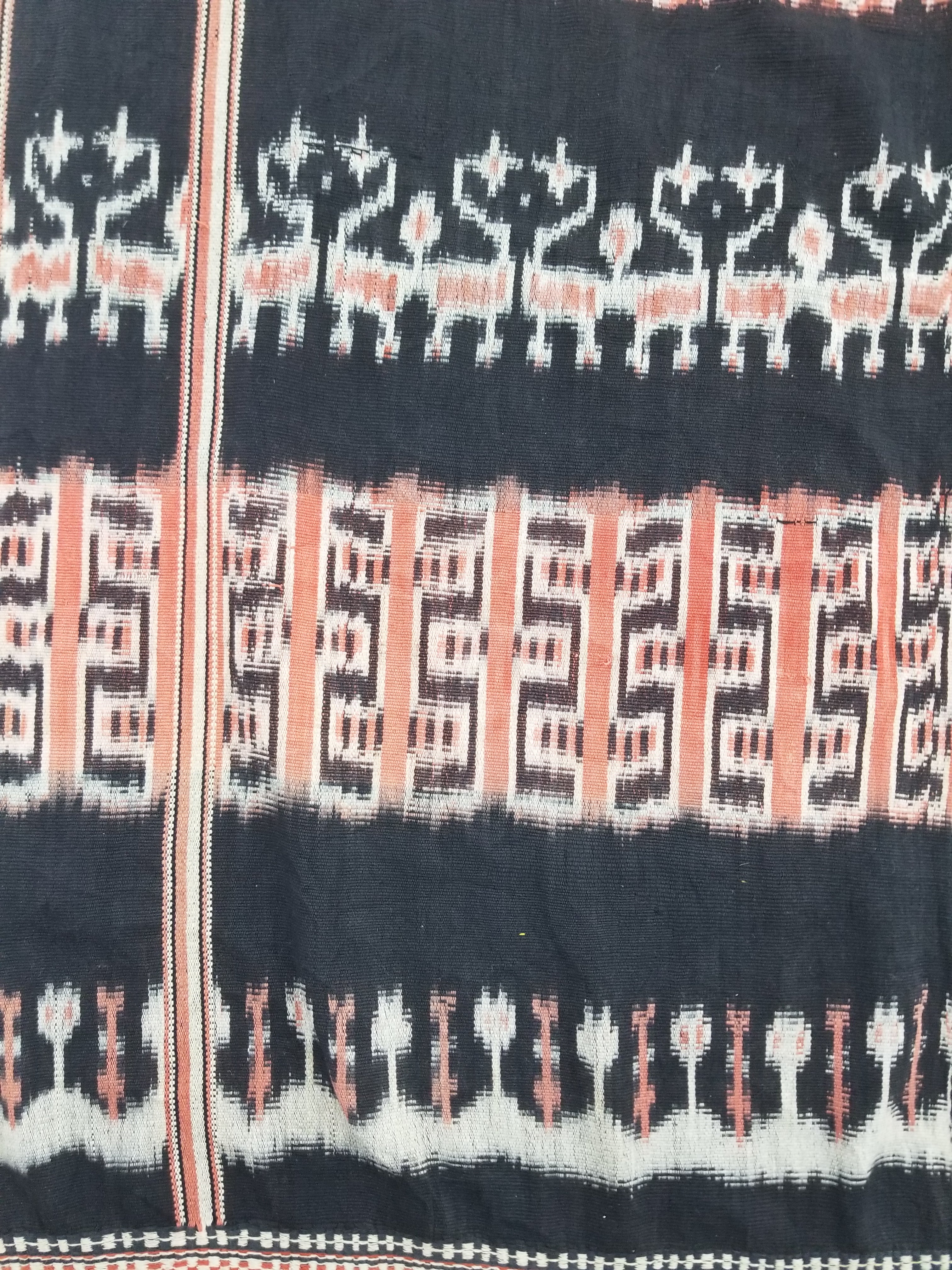Antique Traditional Handwoven Indonesian Sumba Ikat Tapestry 225x99cm