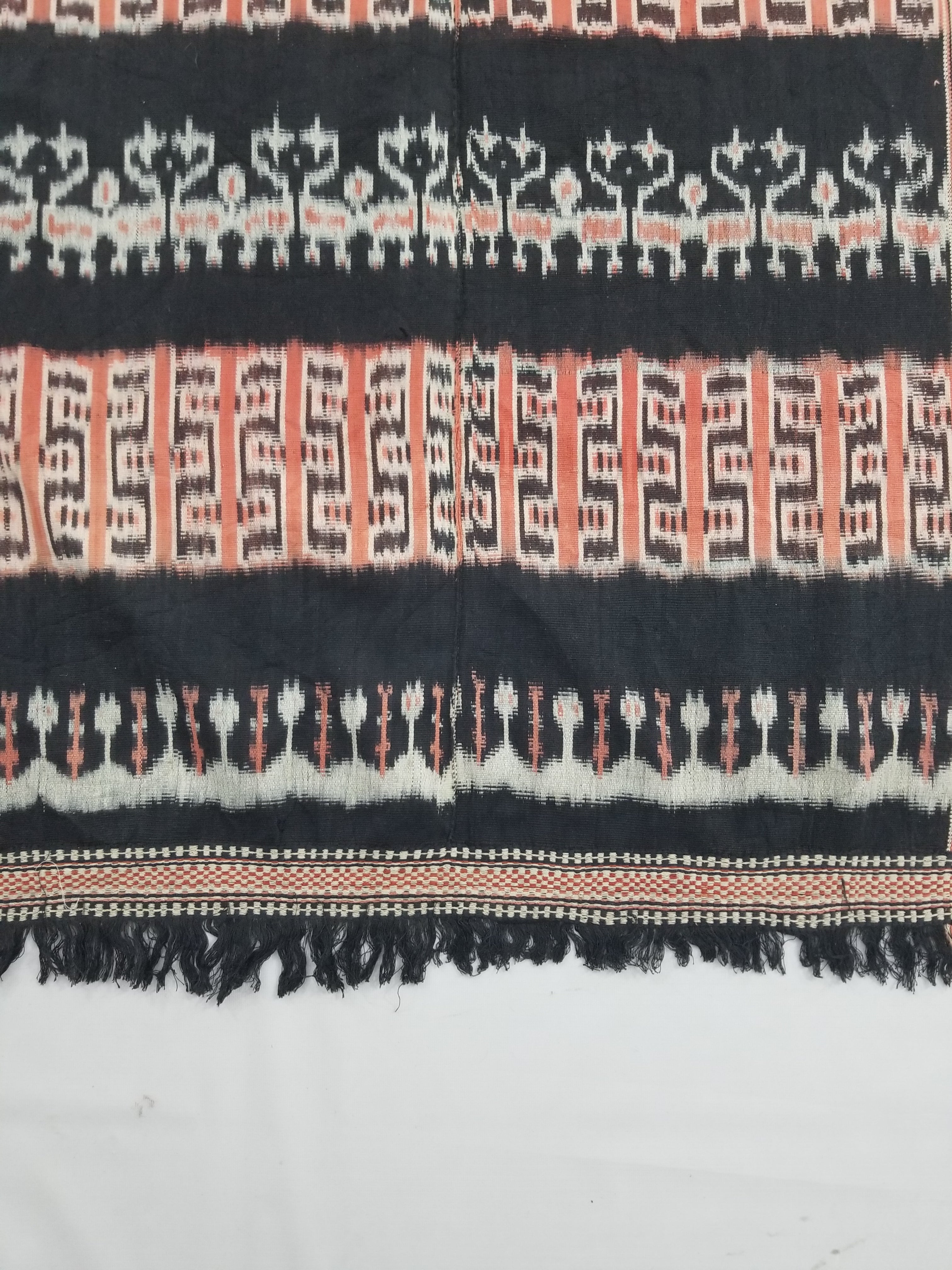 Antique Traditional Handwoven Indonesian Sumba Ikat Tapestry 225x99cm