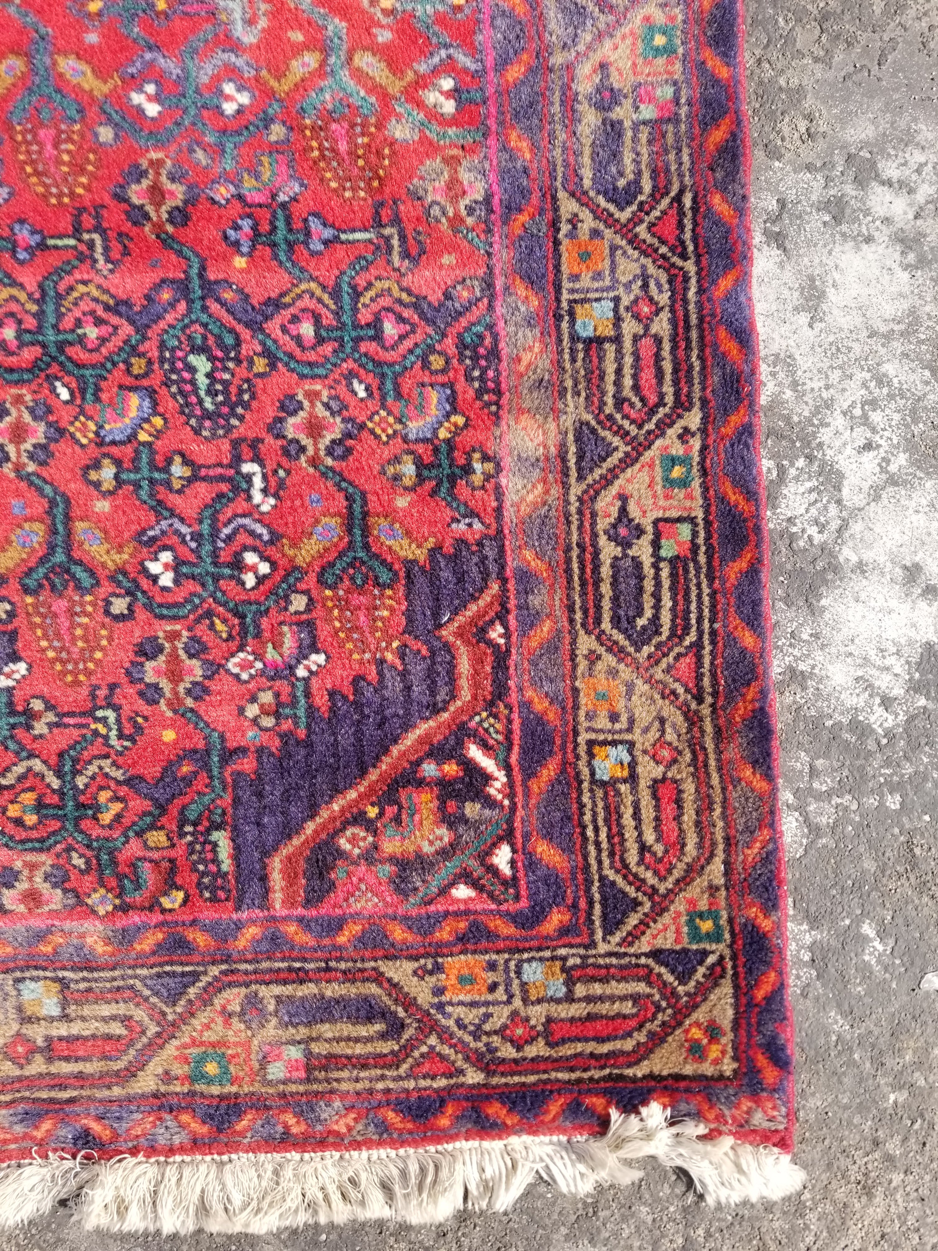 Distressed Vintage Traditional Handmade Oriental Wool Multicolor Rug 215x81cm
