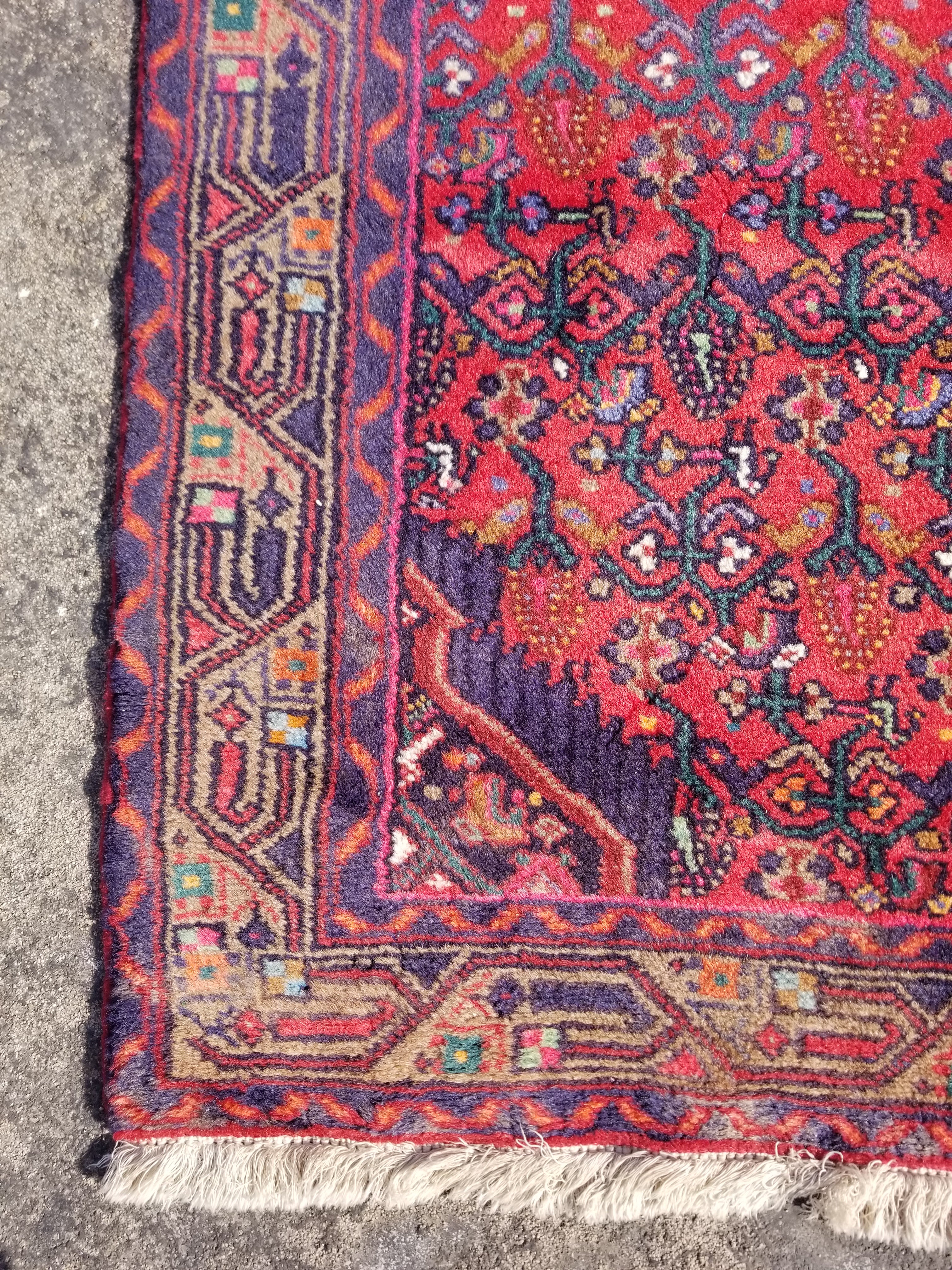 Distressed Vintage Traditional Handmade Oriental Wool Multicolor Rug 215x81cm