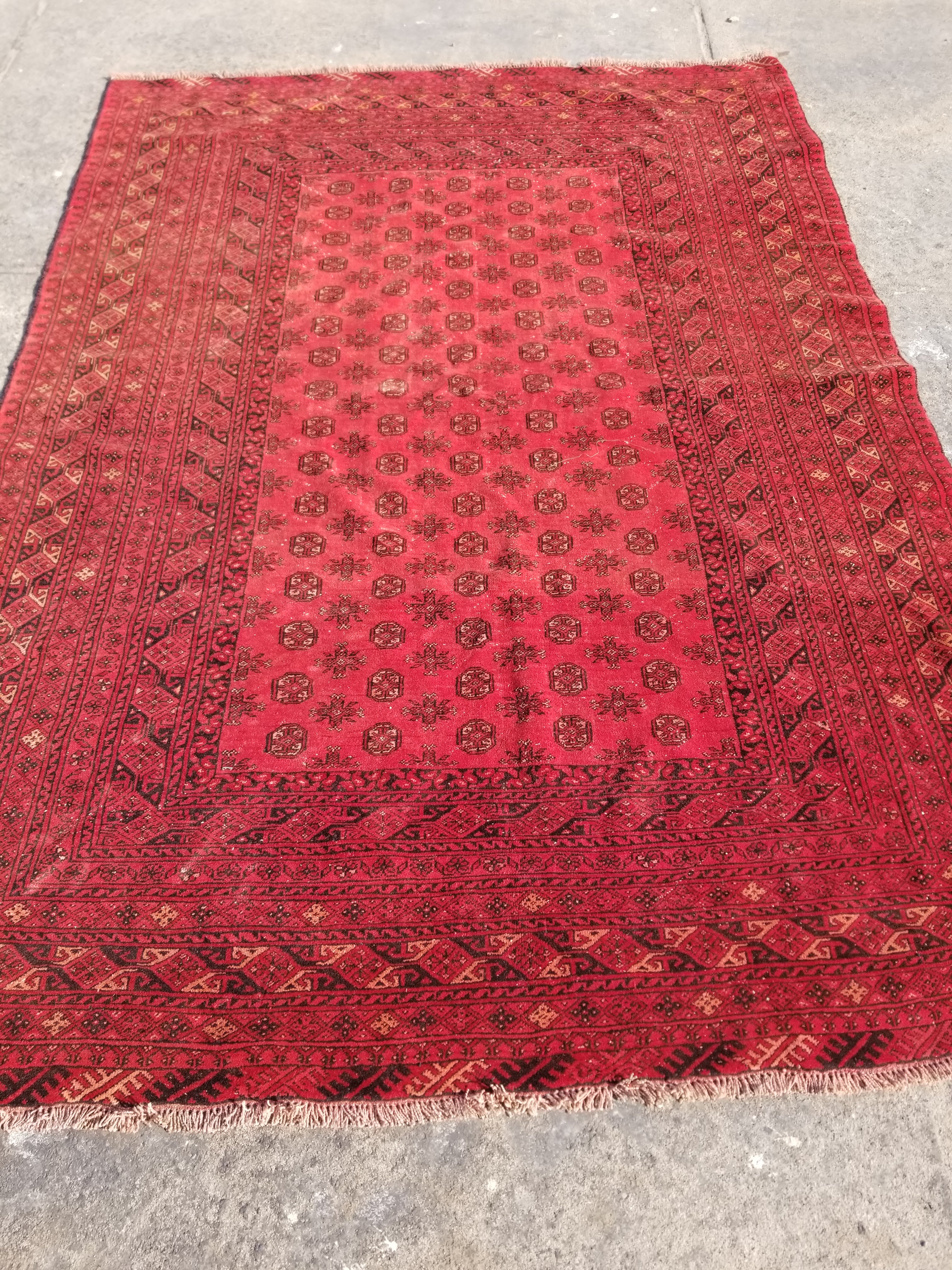 Antique Traditional Handmade Turkoman Ersari Wool Multicolor Rug 284x203cm