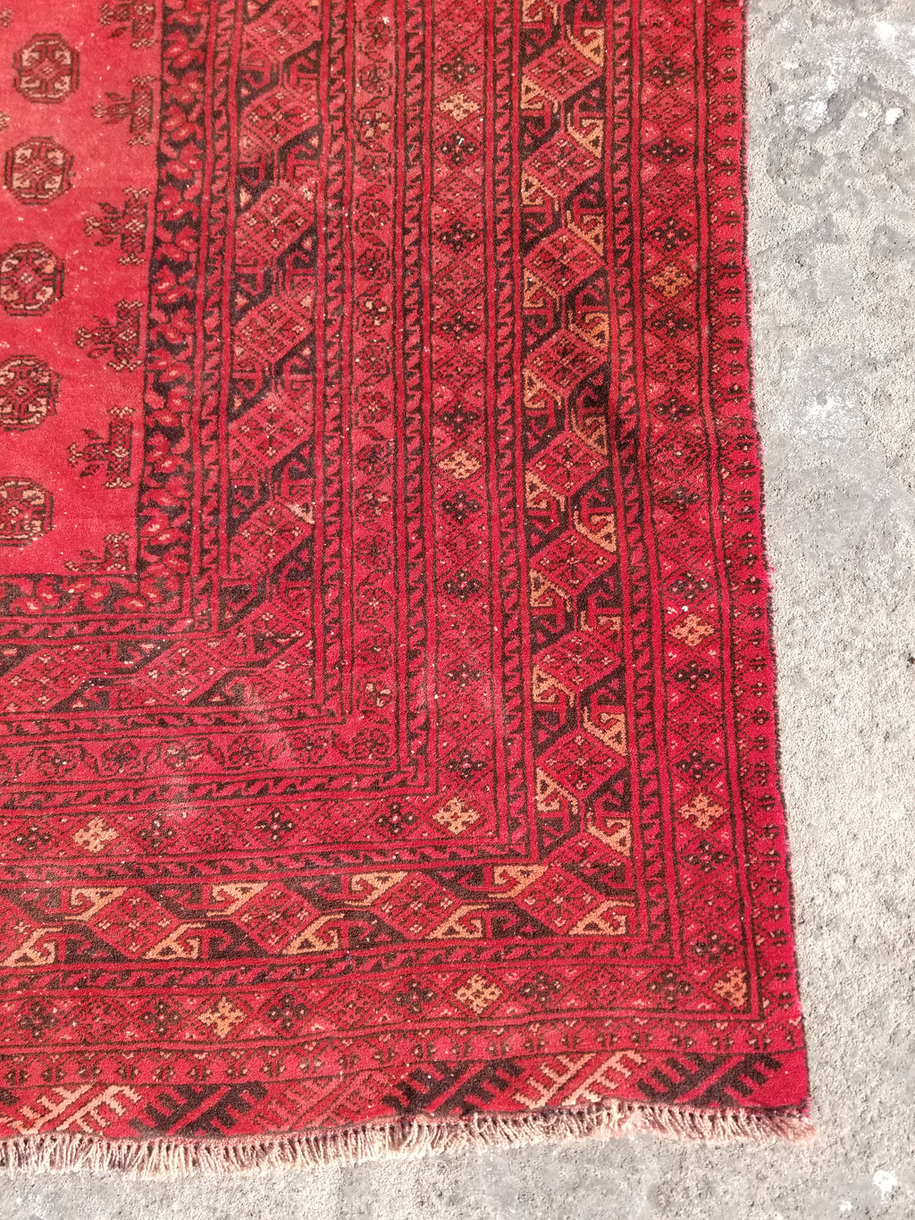 Antique Traditional Handmade Turkoman Ersari Wool Multicolor Rug 284x203cm