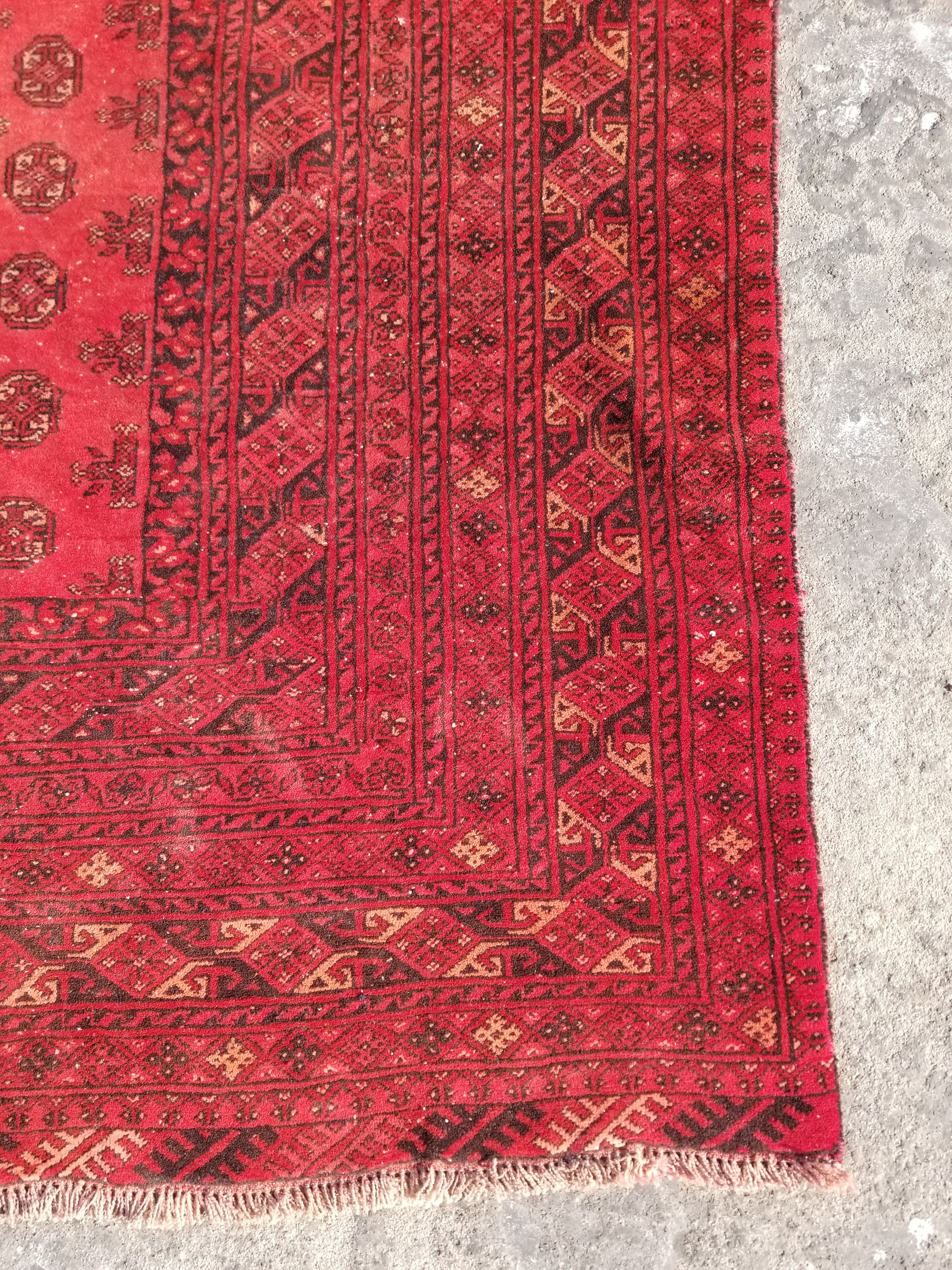 Antique Traditional Handmade Turkoman Ersari Wool Multicolor Rug 284x203cm