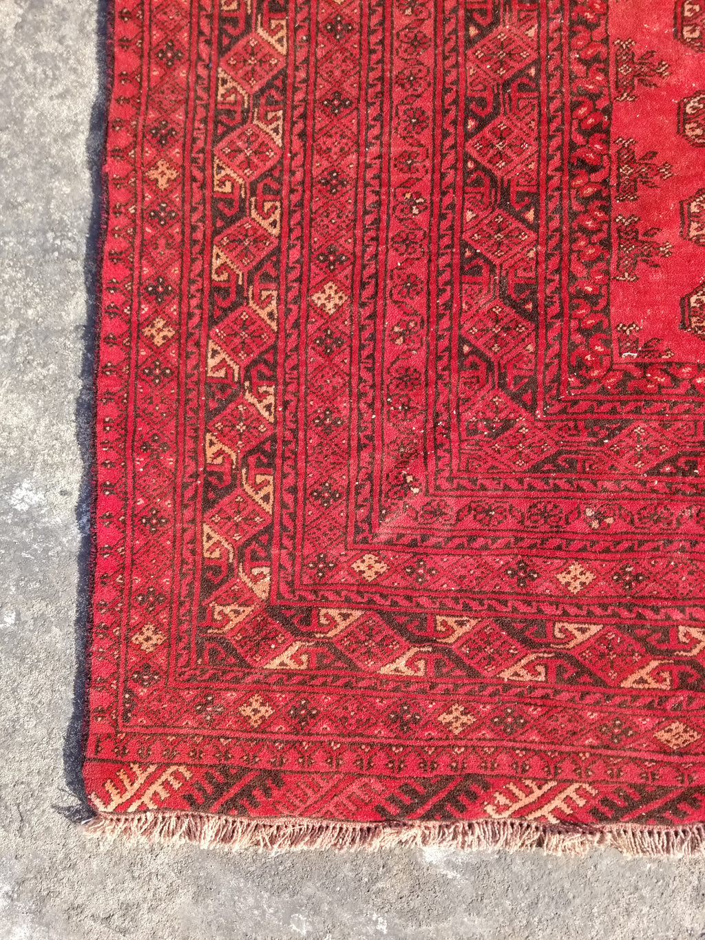 Antique Traditional Handmade Turkoman Ersari Wool Multicolor Rug 284x203cm