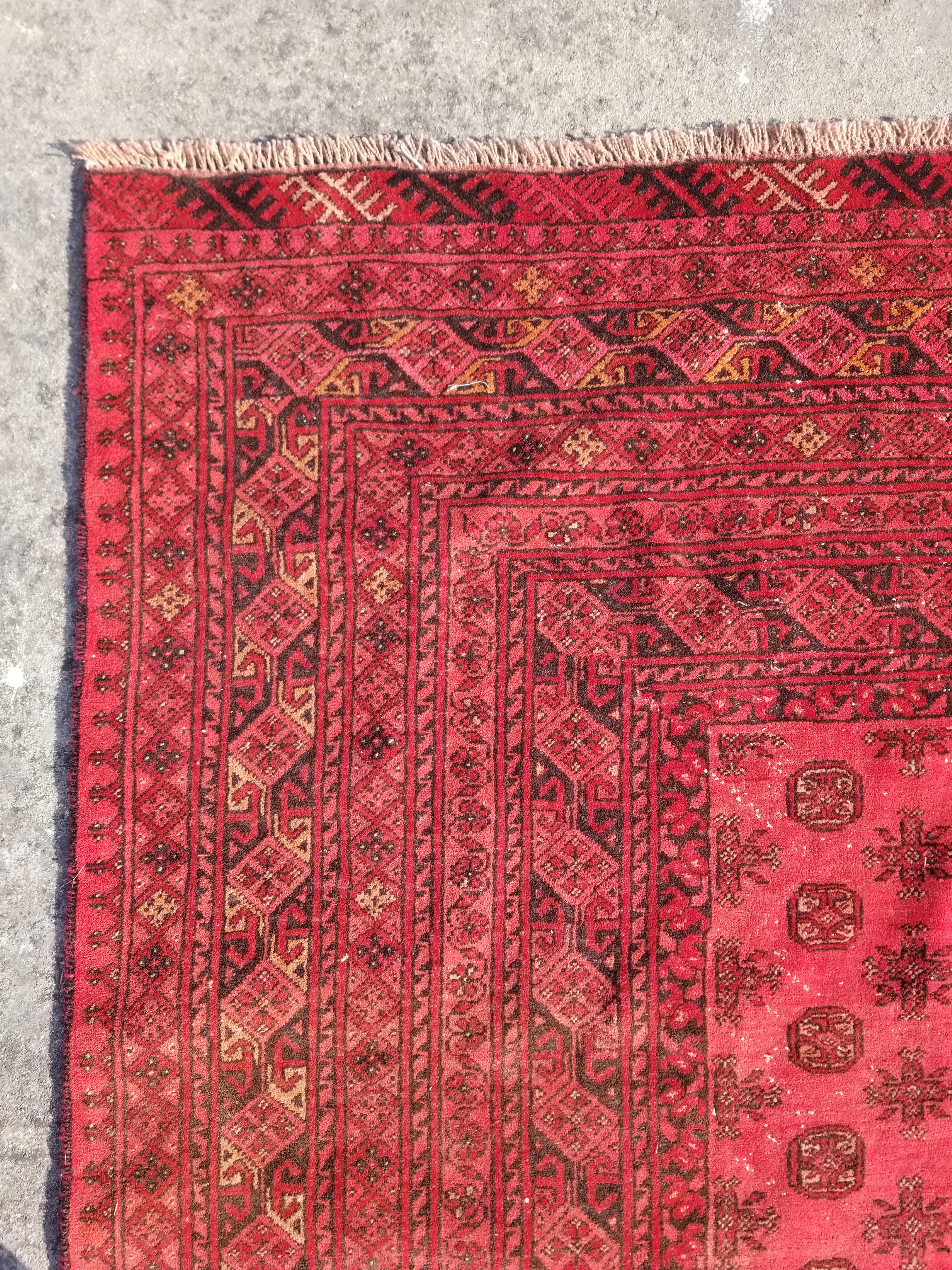 Antique Traditional Handmade Turkoman Ersari Wool Multicolor Rug 284x203cm