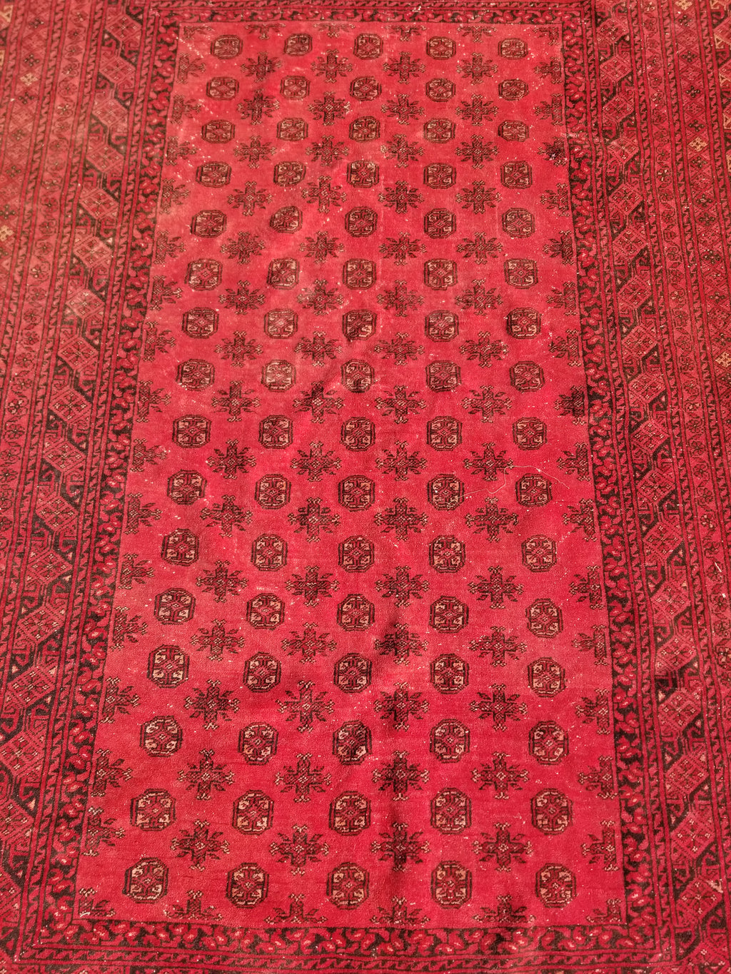 Antique Traditional Handmade Turkoman Ersari Wool Multicolor Rug 284x203cm