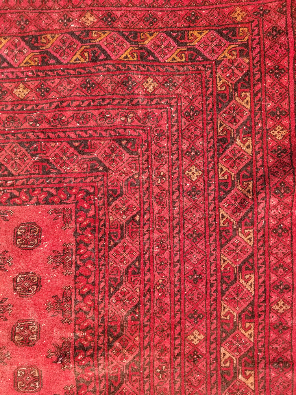 Antique Traditional Handmade Turkoman Ersari Wool Multicolor Rug 284x203cm
