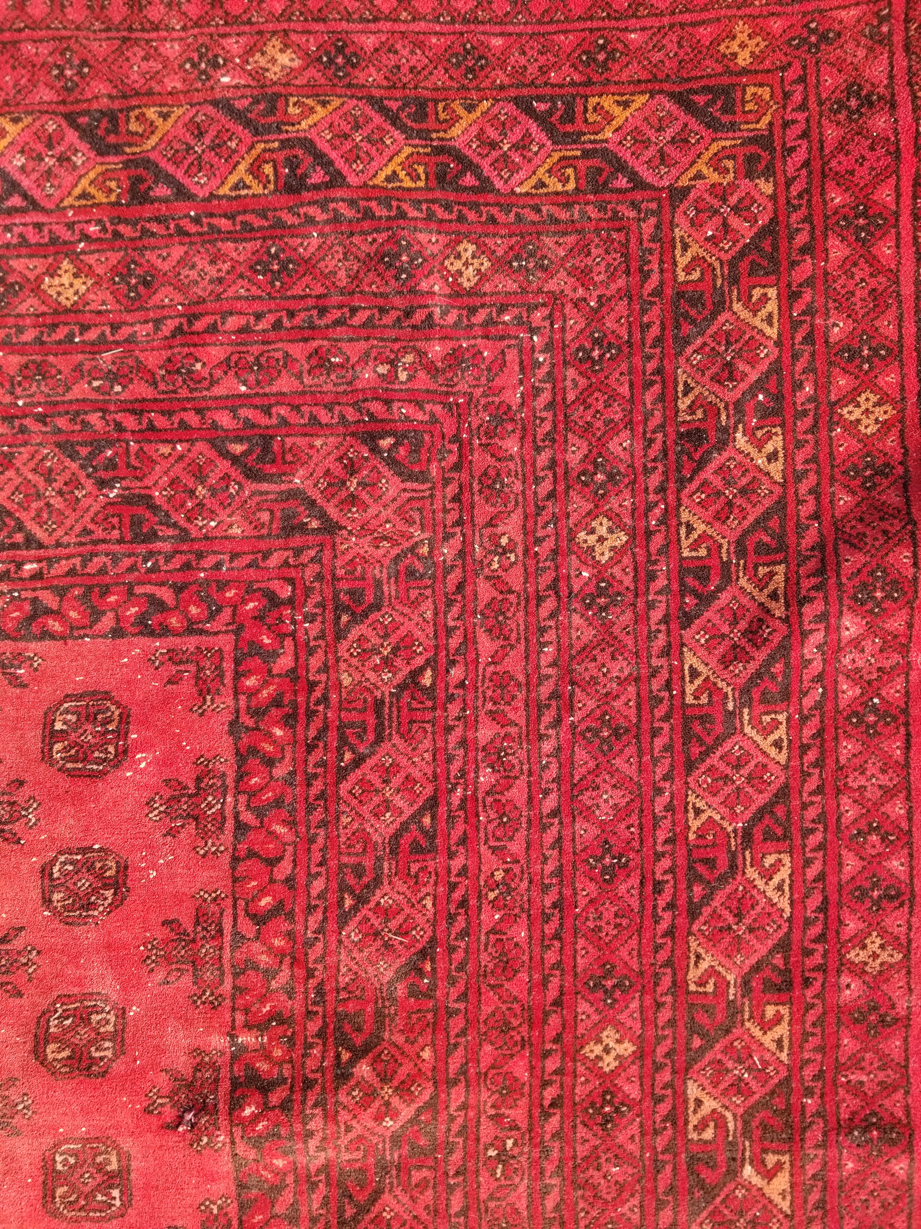 Antique Traditional Handmade Turkoman Ersari Wool Multicolor Rug 284x203cm