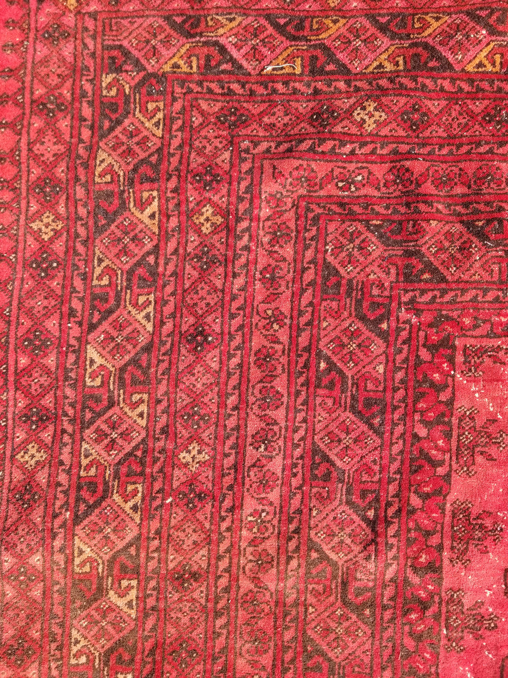 Antique Traditional Handmade Turkoman Ersari Wool Multicolor Rug 284x203cm