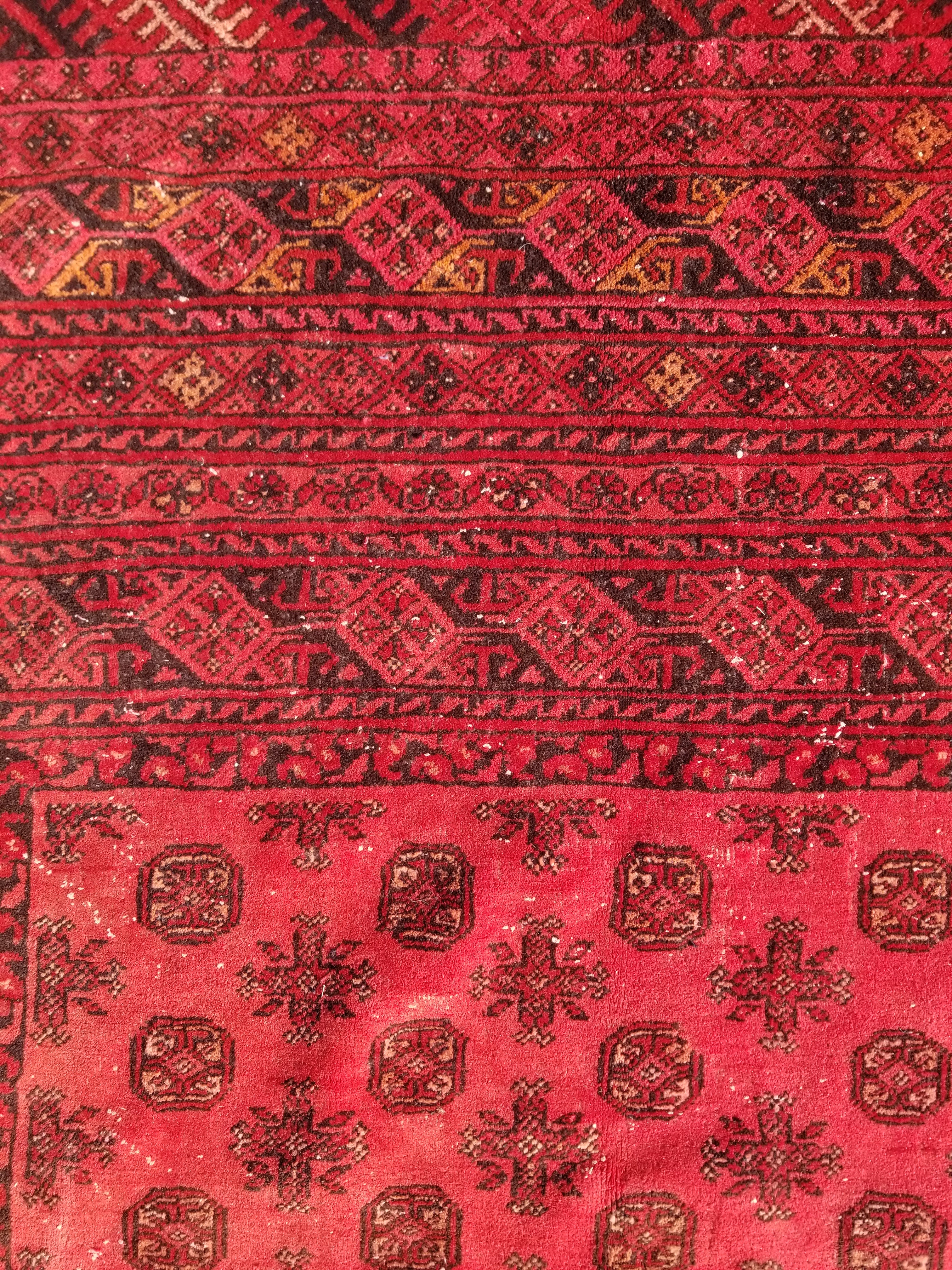 Antique Traditional Handmade Turkoman Ersari Wool Multicolor Rug 284x203cm