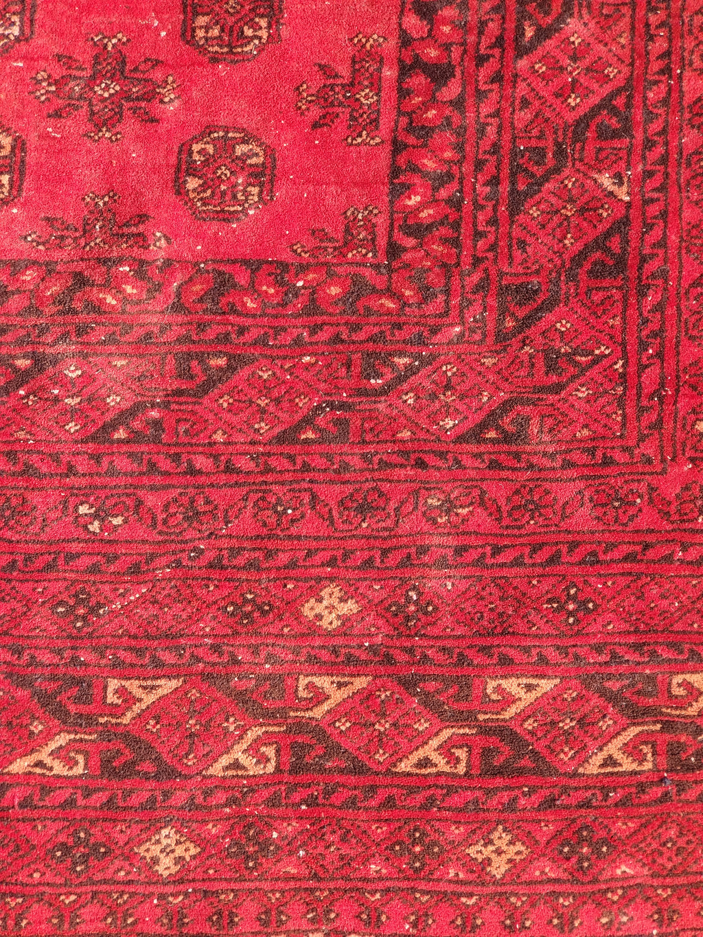 Antique Traditional Handmade Turkoman Ersari Wool Multicolor Rug 284x203cm