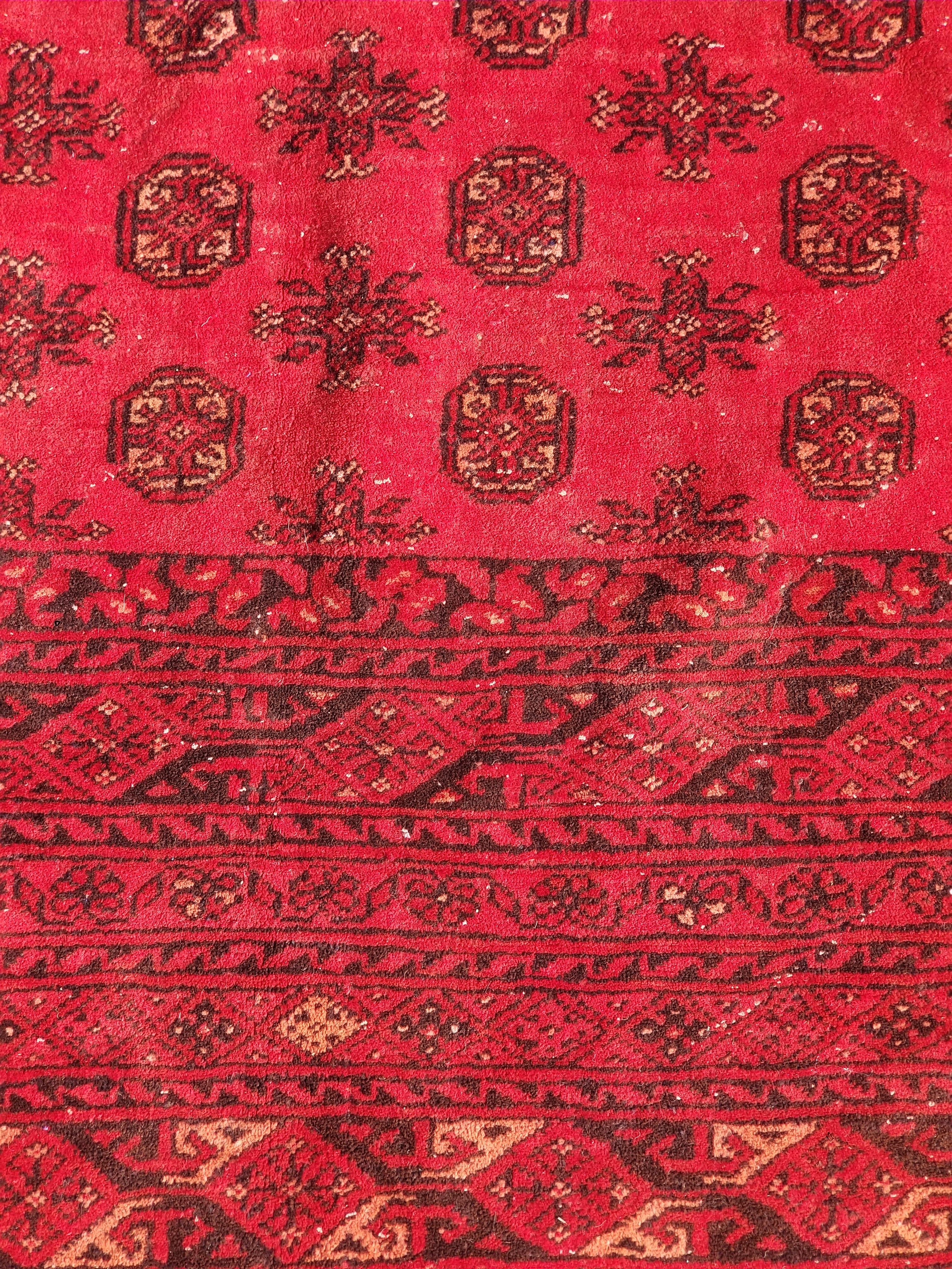 Antique Traditional Handmade Turkoman Ersari Wool Multicolor Rug 284x203cm