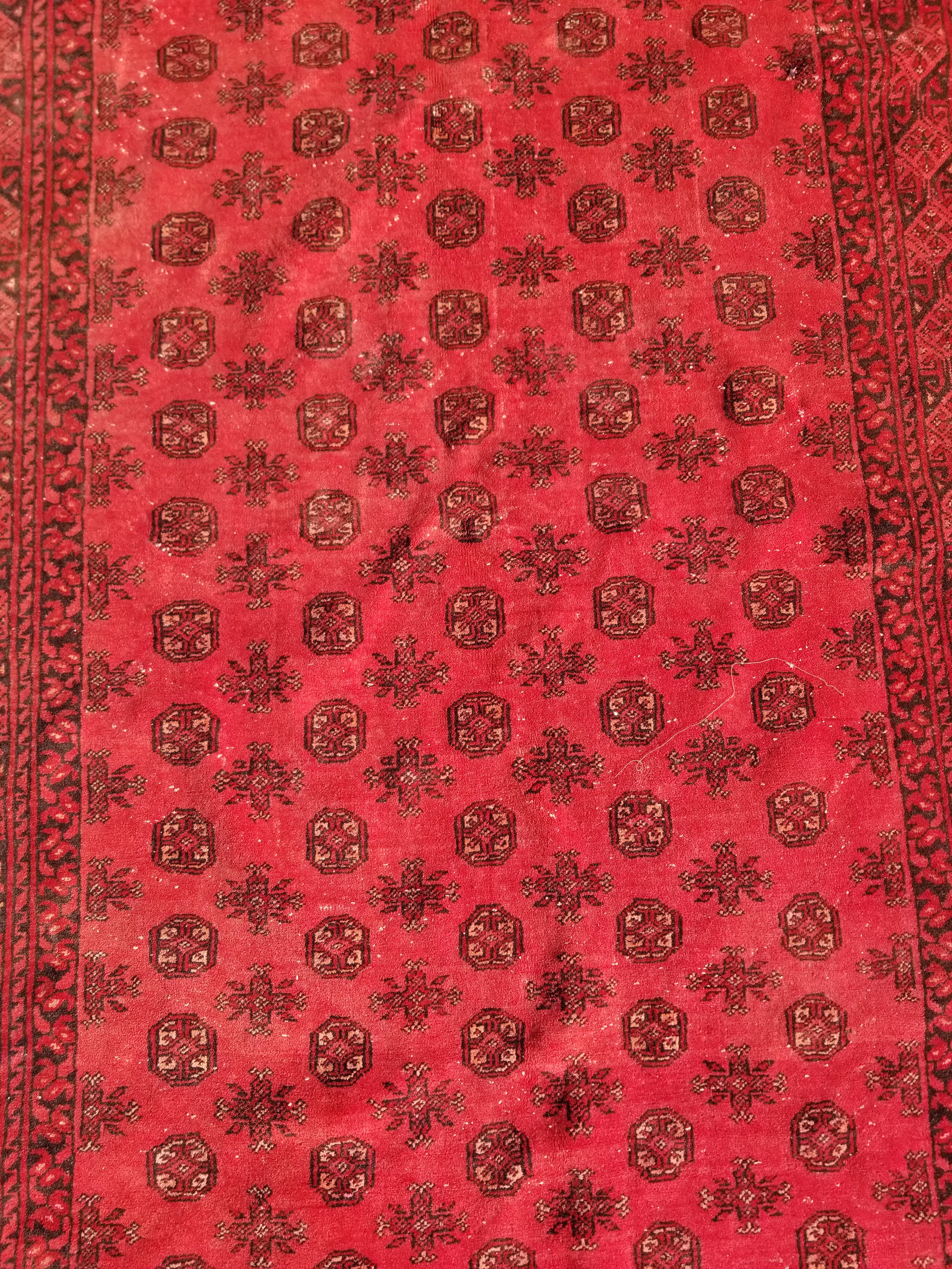 Antique Traditional Handmade Turkoman Ersari Wool Multicolor Rug 284x203cm