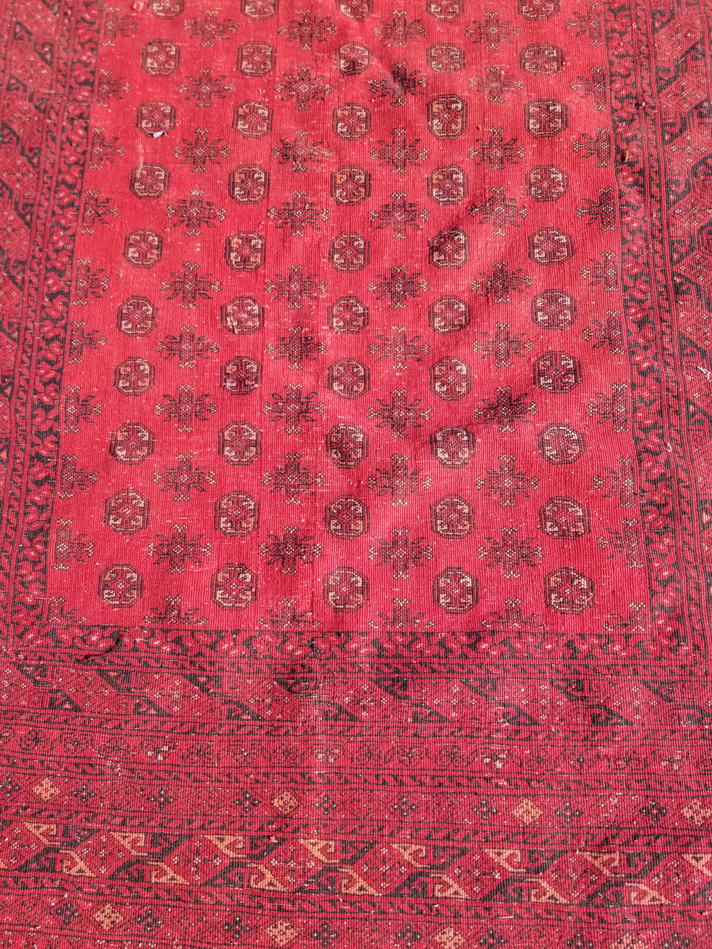 Antique Traditional Handmade Turkoman Ersari Wool Multicolor Rug 284x203cm