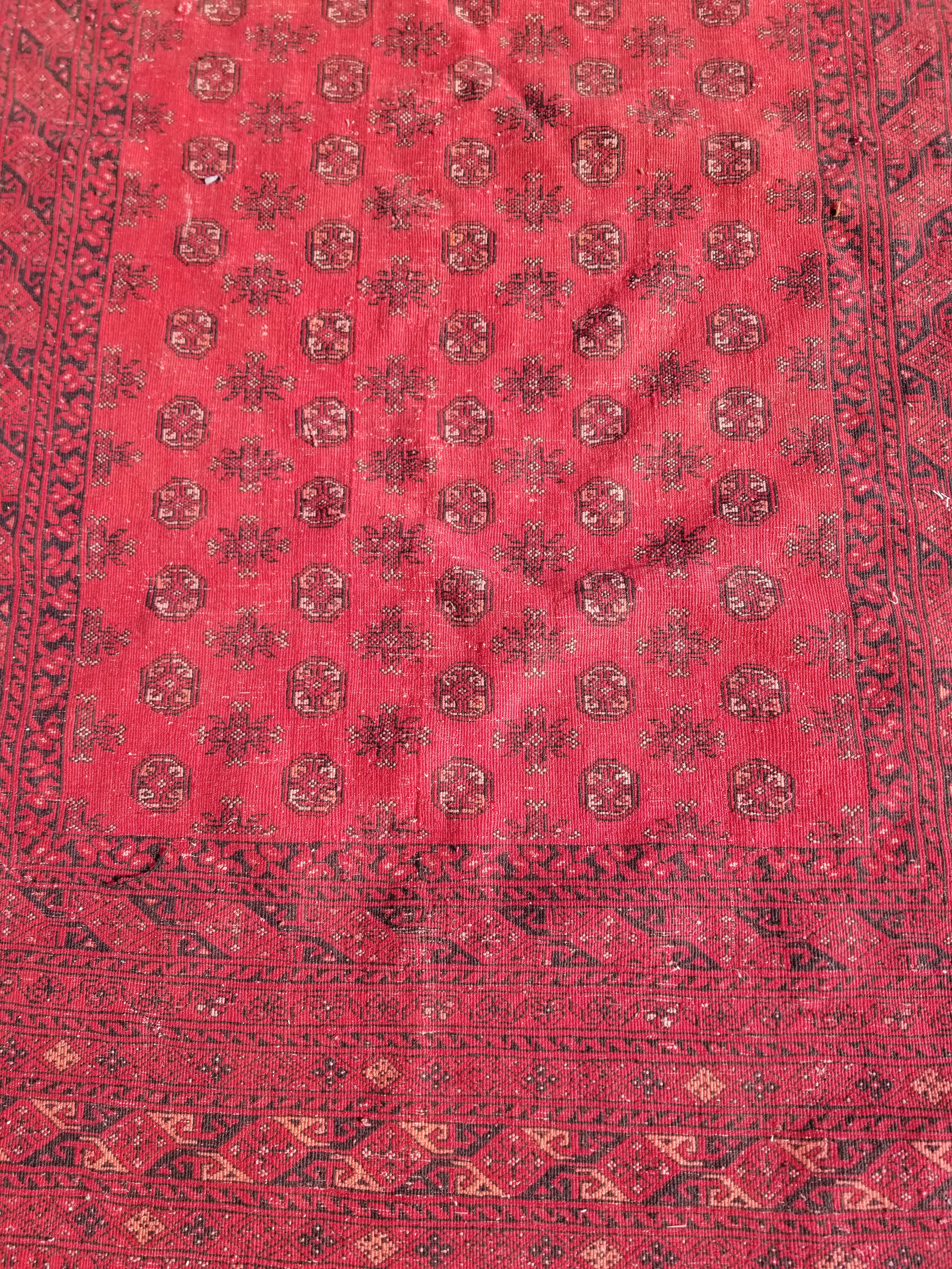 Antique Traditional Handmade Turkoman Ersari Wool Multicolor Rug 284x203cm